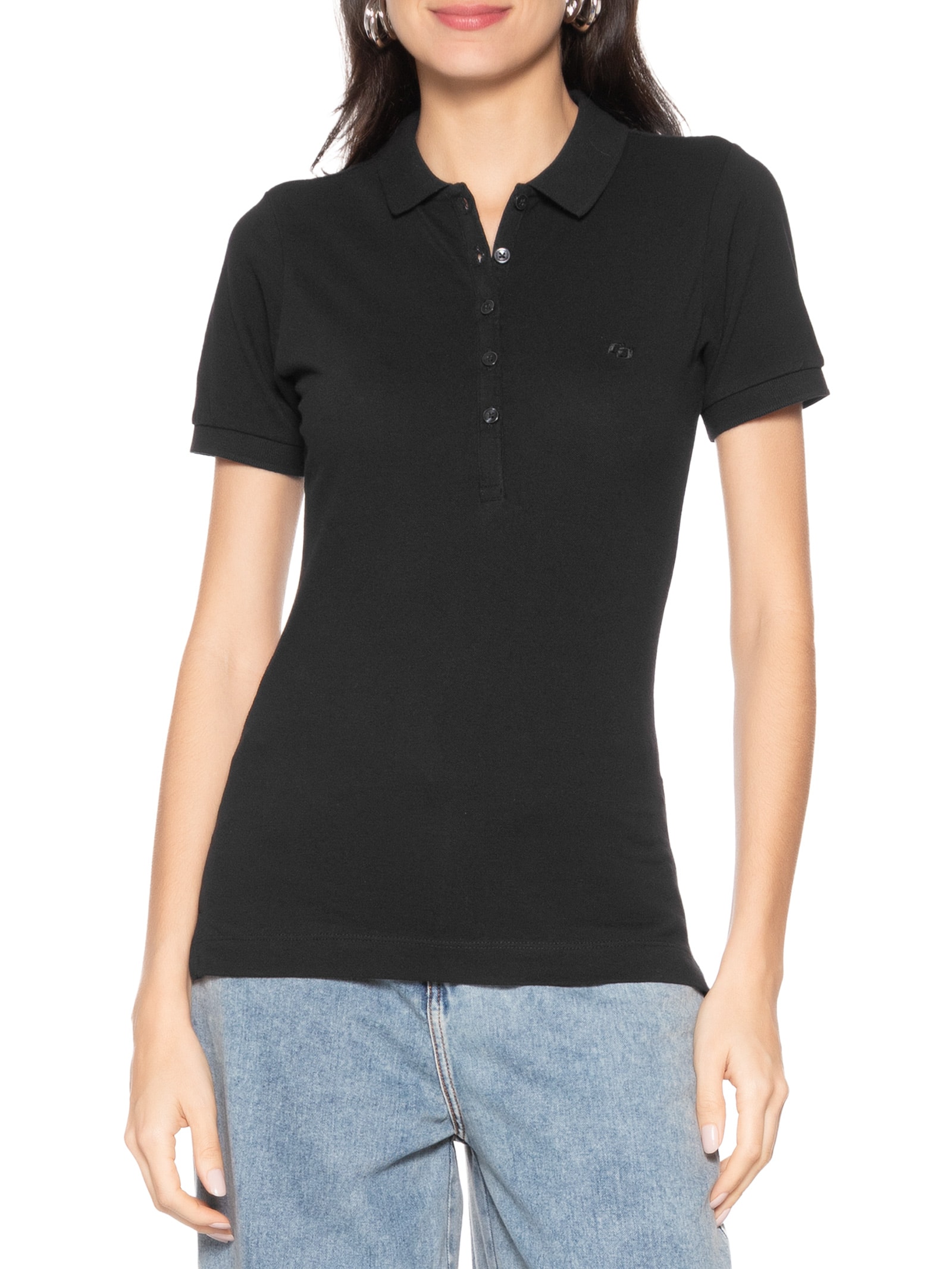 Polo Feminina Preto Colcci