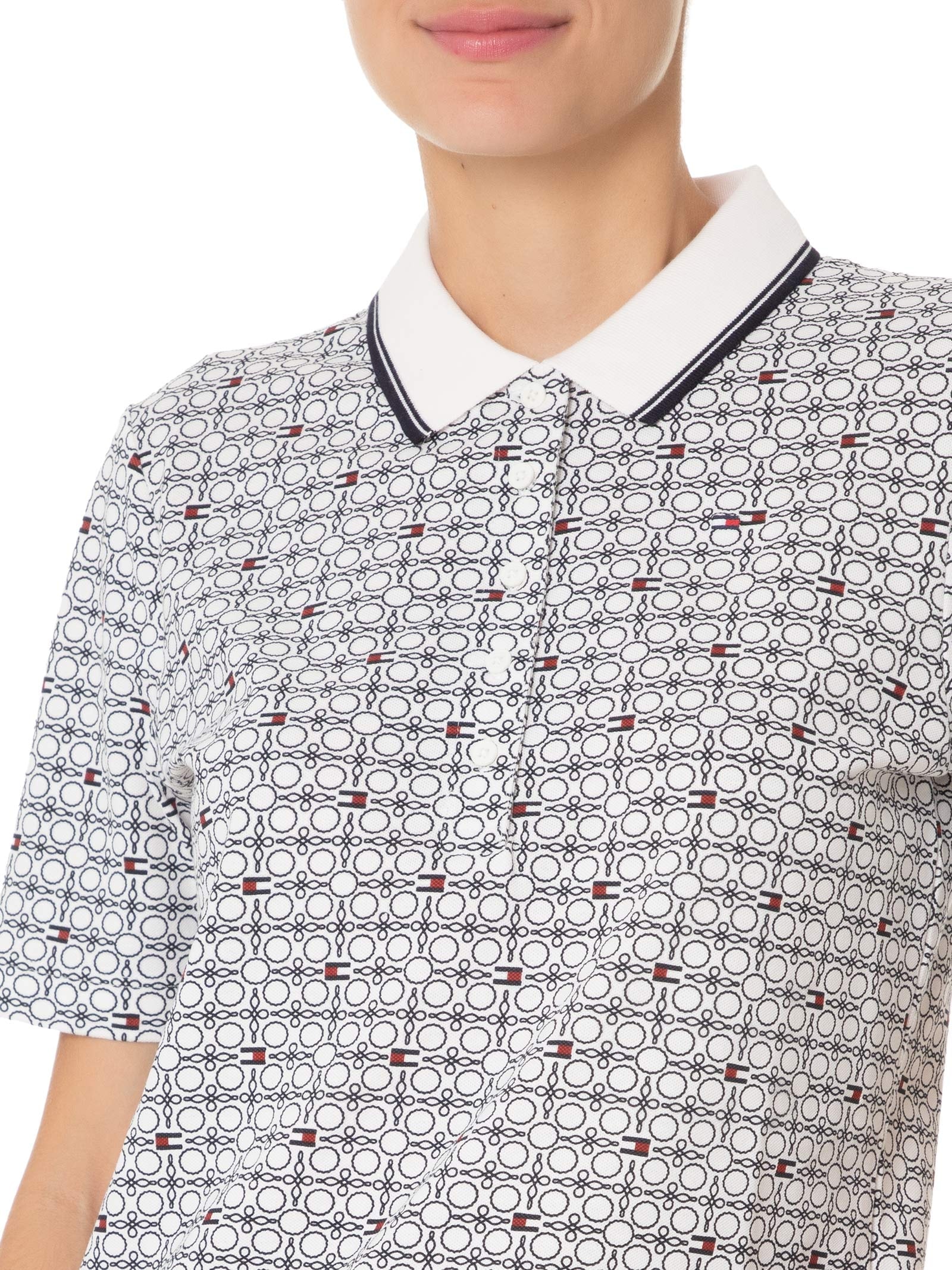 Polo Feminina Reg Aop Pique SS - Tommy Hilfiger - Branco