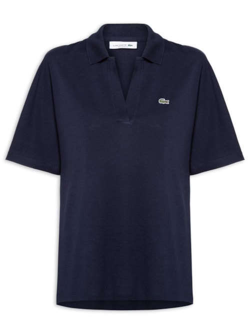 Polo Feminina Sem Botão Fluid Piquet Relaxed Fit – Azul