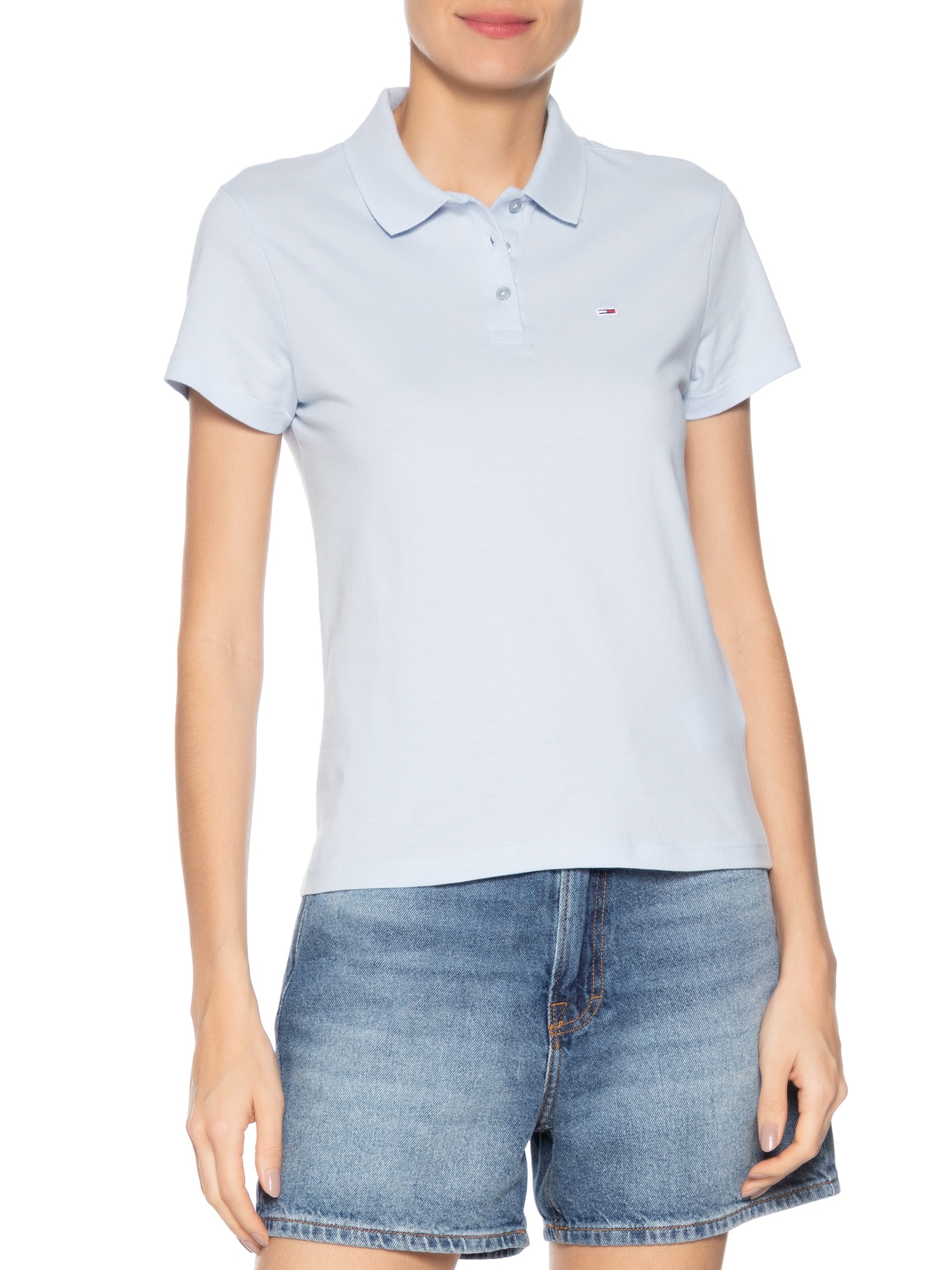 Polo Feminina Slim Essential Azul Tommy Jeans
