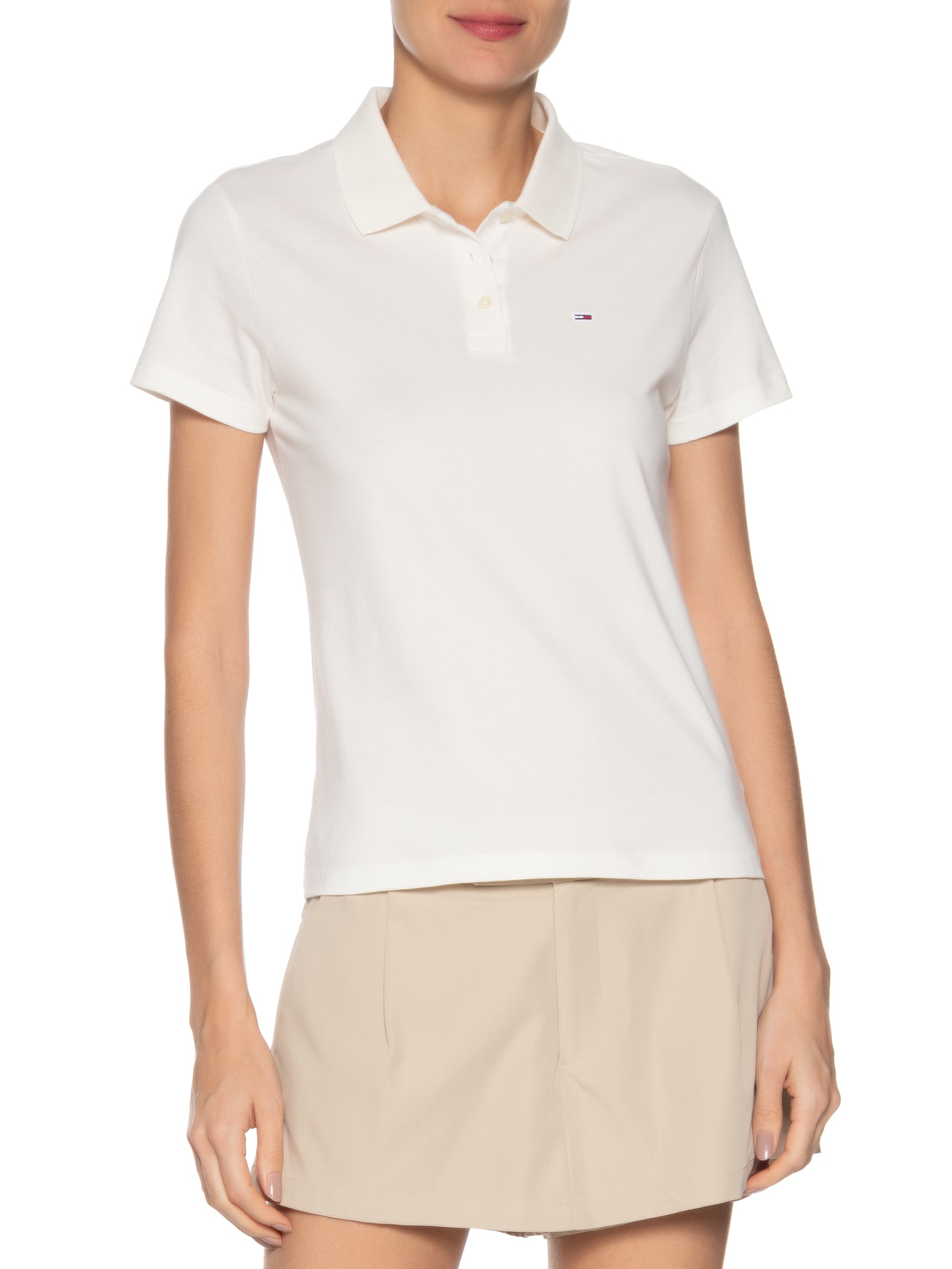 Polo Feminina Slim Essential Off White Tommy Jeans