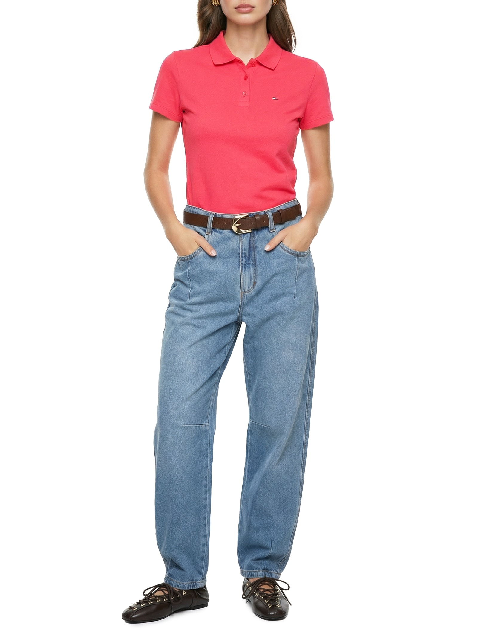 Polo Feminina Slim Essential Rosa Tommy Jeans