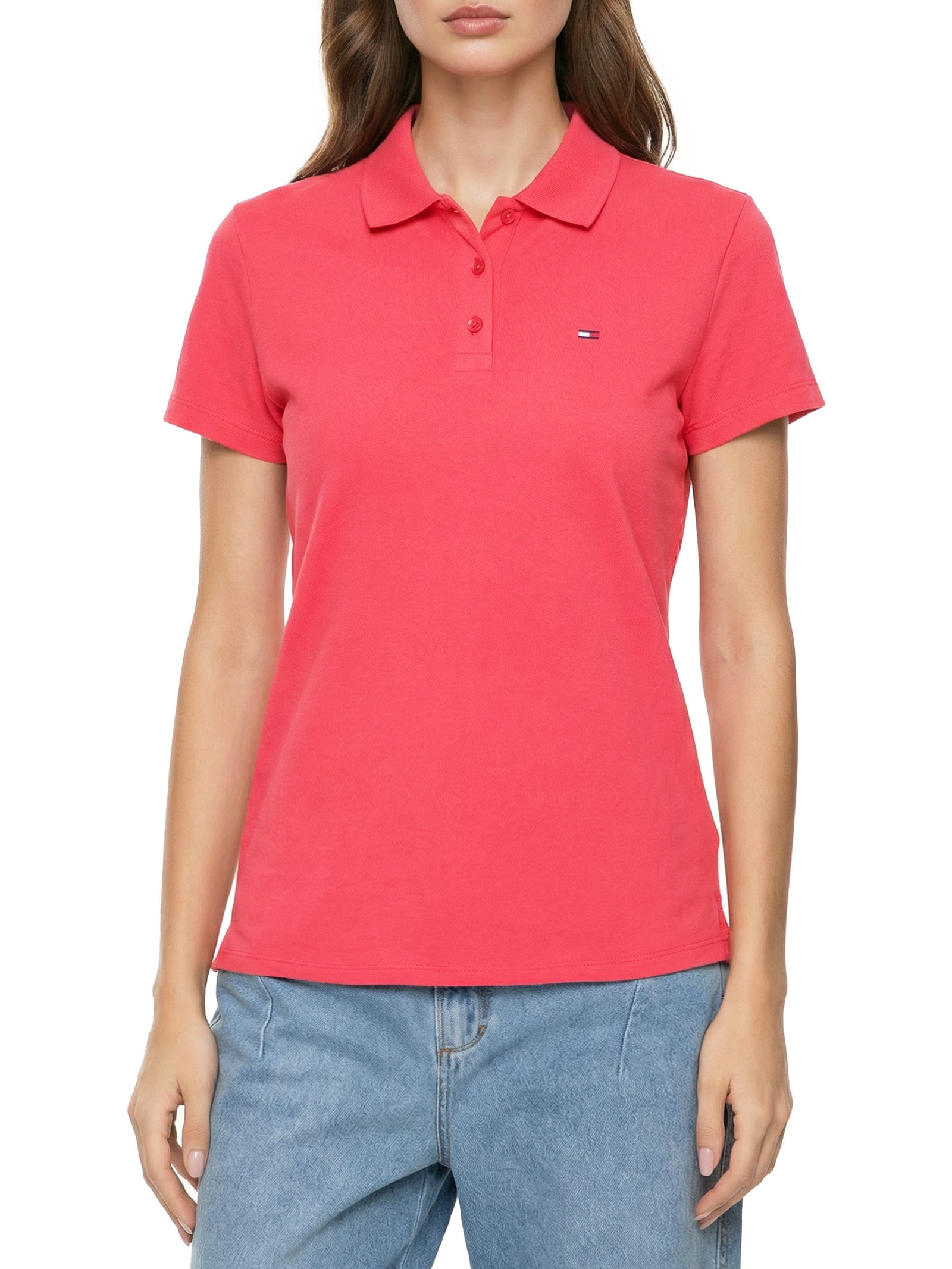 Polo Feminina Slim Essential Rosa Tommy Jeans