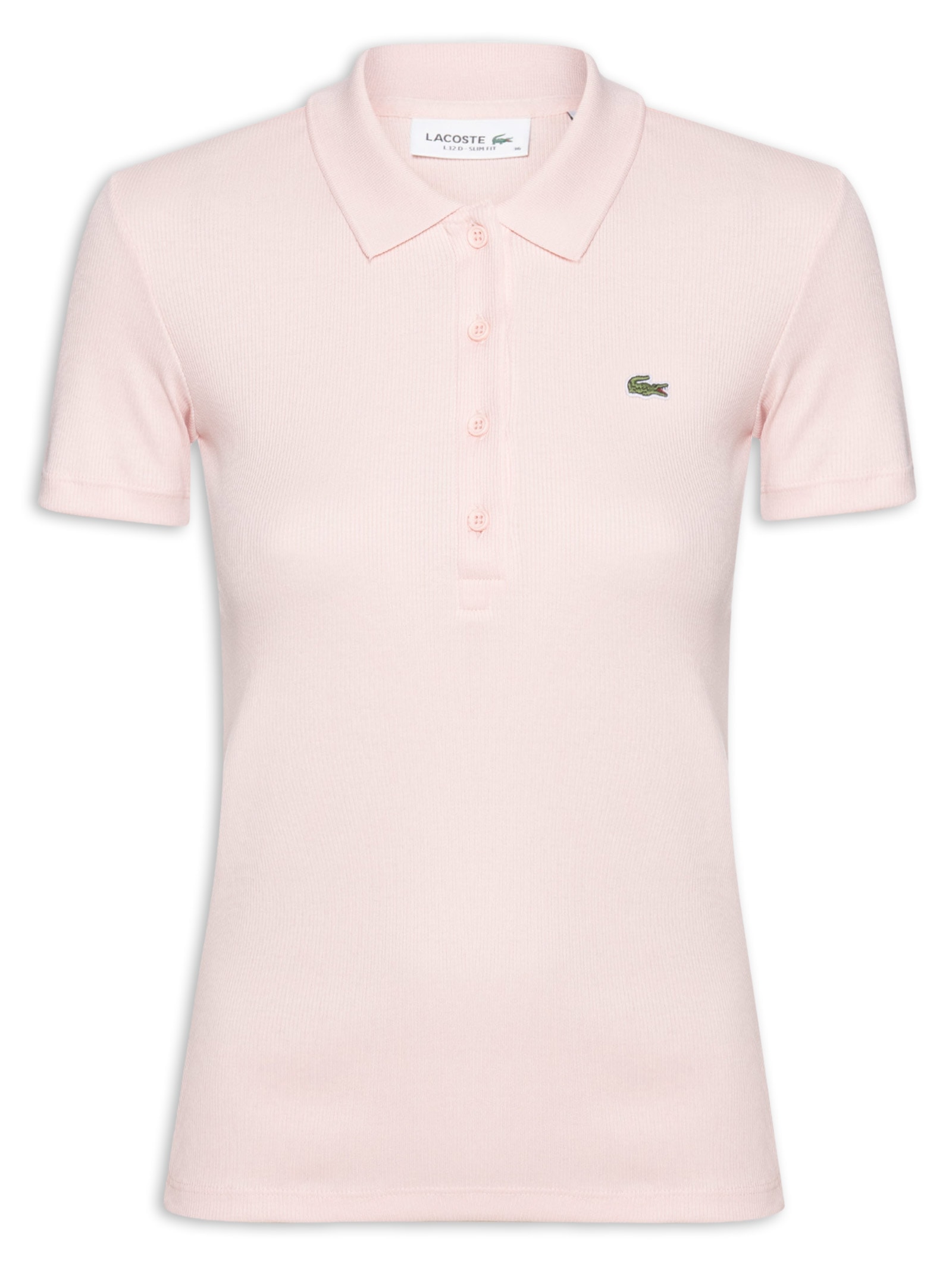 Polo Feminina Slim Fit Algodão Canelado Rosa Lacoste