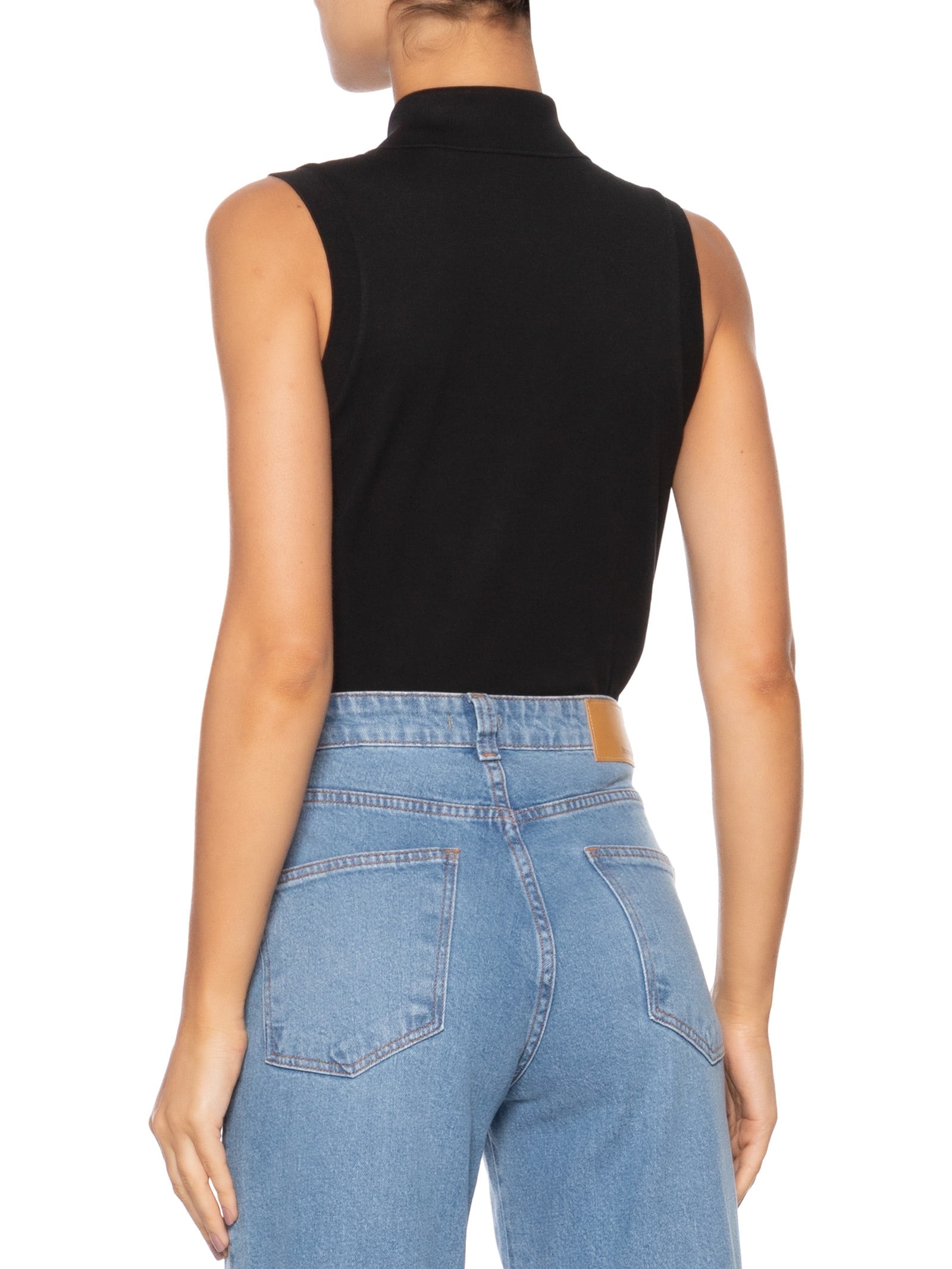 Polo Feminina Slim Fit Sem Mangas Preto Lacoste