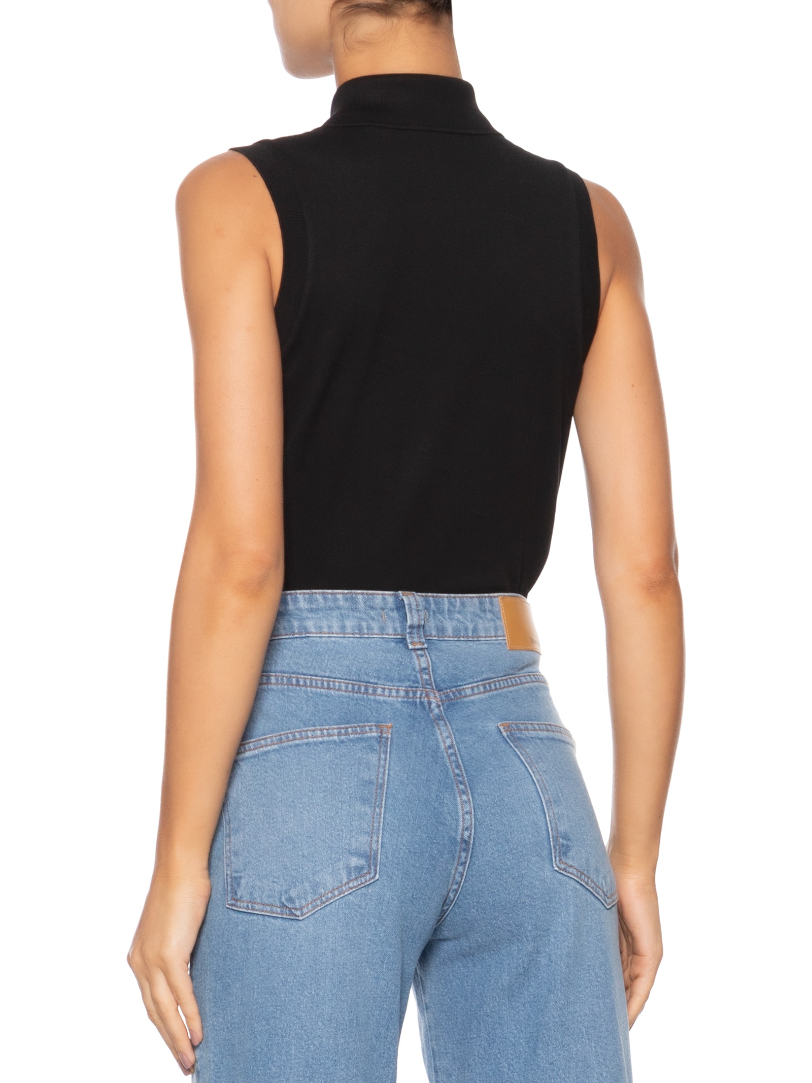 Polo Feminina Slim Fit Sem Mangas Preto Lacoste