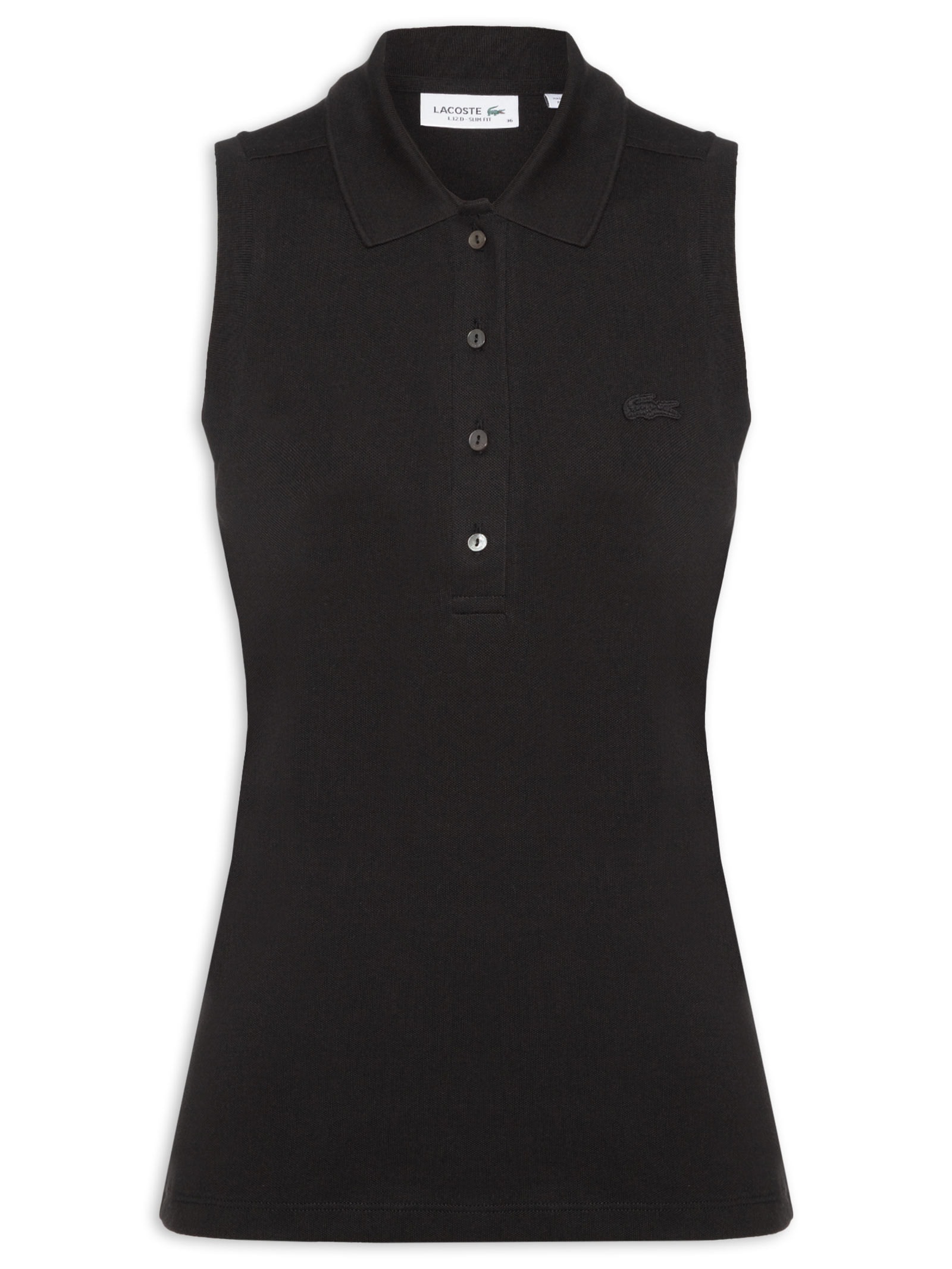 Polo Feminina Slim Fit Sem Mangas Preto Lacoste