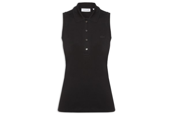 Polo Feminina Slim Fit Sem Mangas - Preto