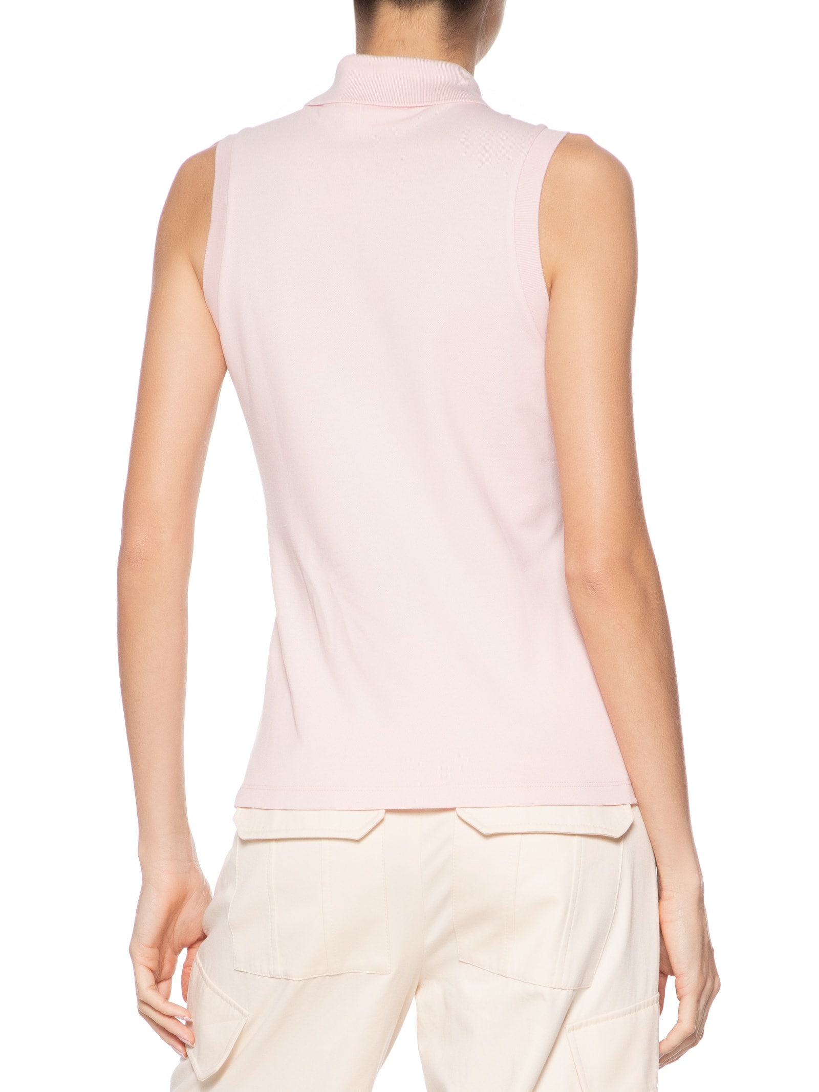 Polo Feminina Slim Fit Sem Mangas Rosa Lacoste