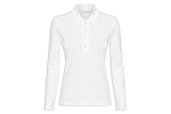 Polo Feminina Slim Fit Stretch Mini Piqué - Branco