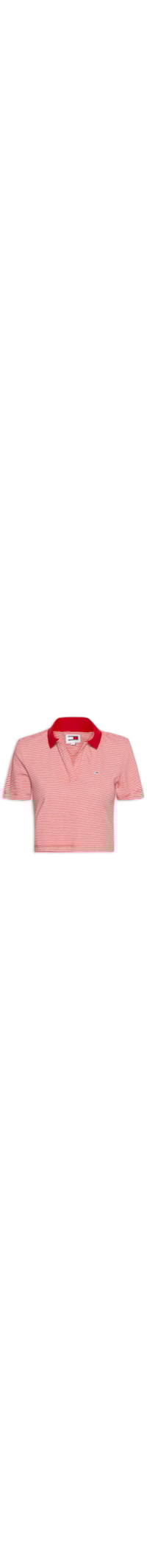 Polo Feminina Stripe V Neck - Vermelho