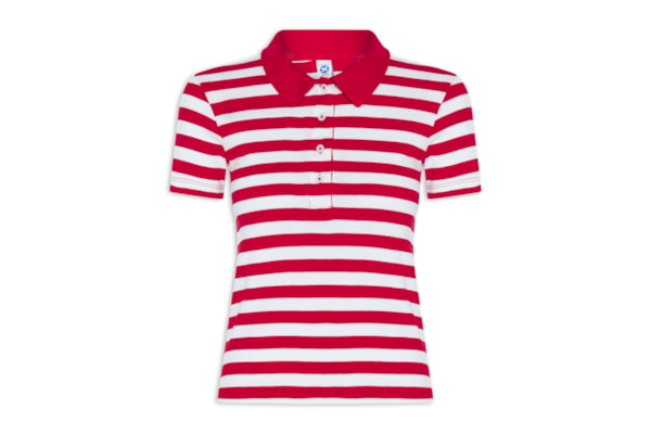 Polo Feminina Super Slim Em Ribana - Vermelho