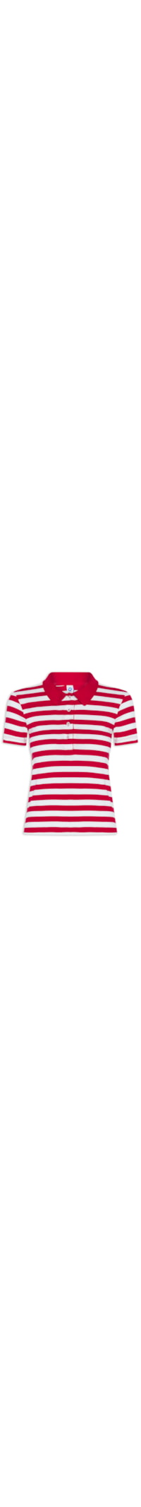 Polo Feminina Super Slim Em Ribana - Vermelho