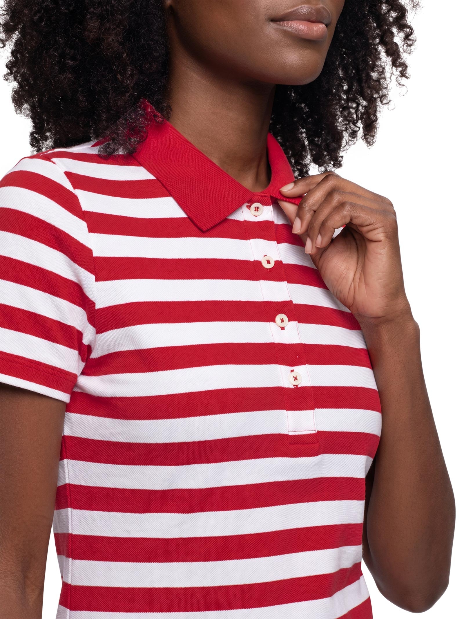 Polo Feminina Super Slim Em Ribana Vermelho Hering