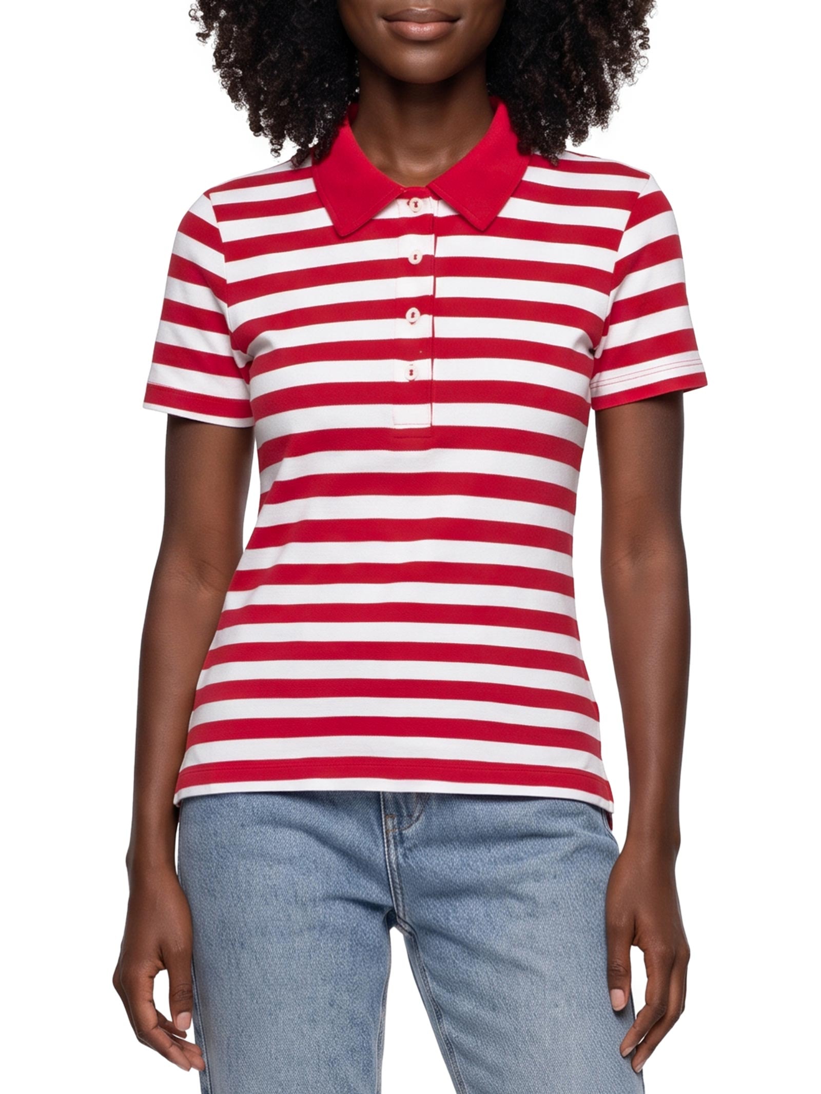 Polo Feminina Super Slim Em Ribana – Vermelho Hering