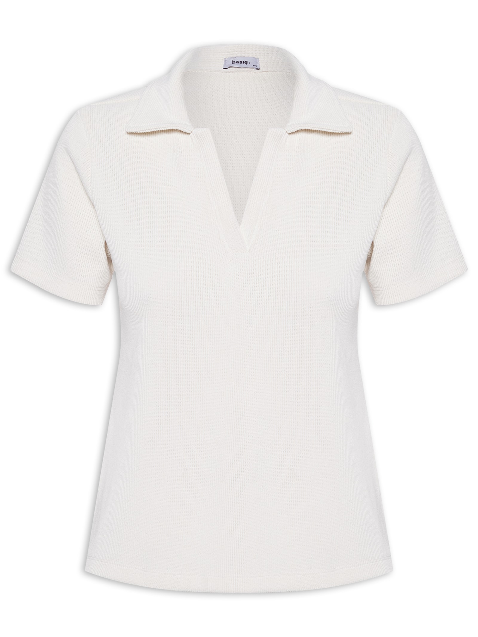 Polo Feminina Texturizada - Basiq - Off White