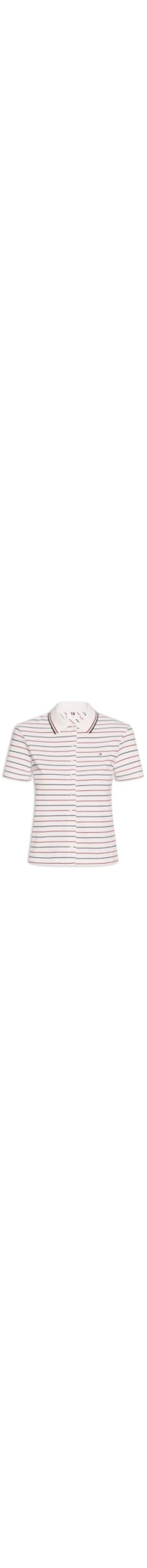 Polo Feminina Tipping Slim Button Down - Branco
