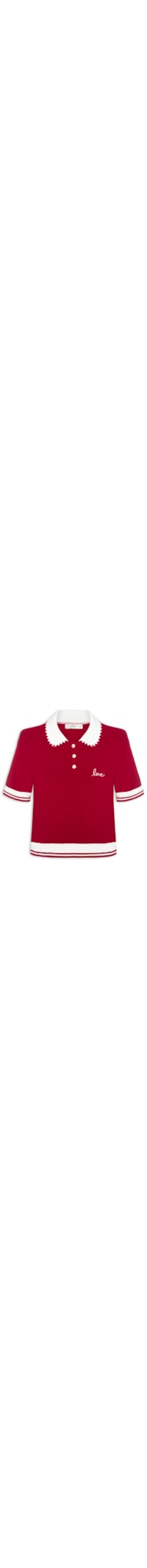 Polo Feminina Tricot Bordada - Vermelho