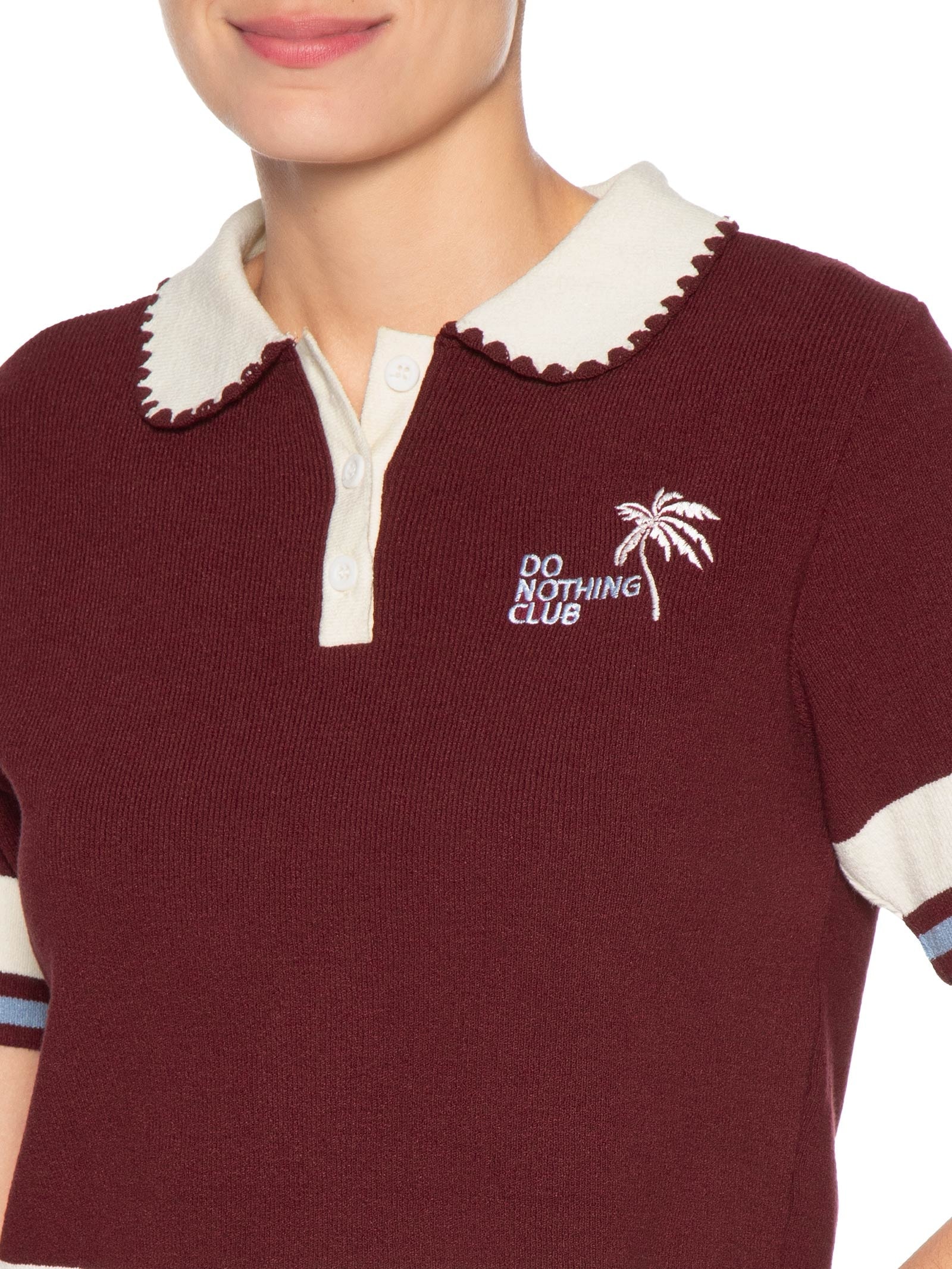 Polo Feminina Tricot Bordado Vermelho Dress To