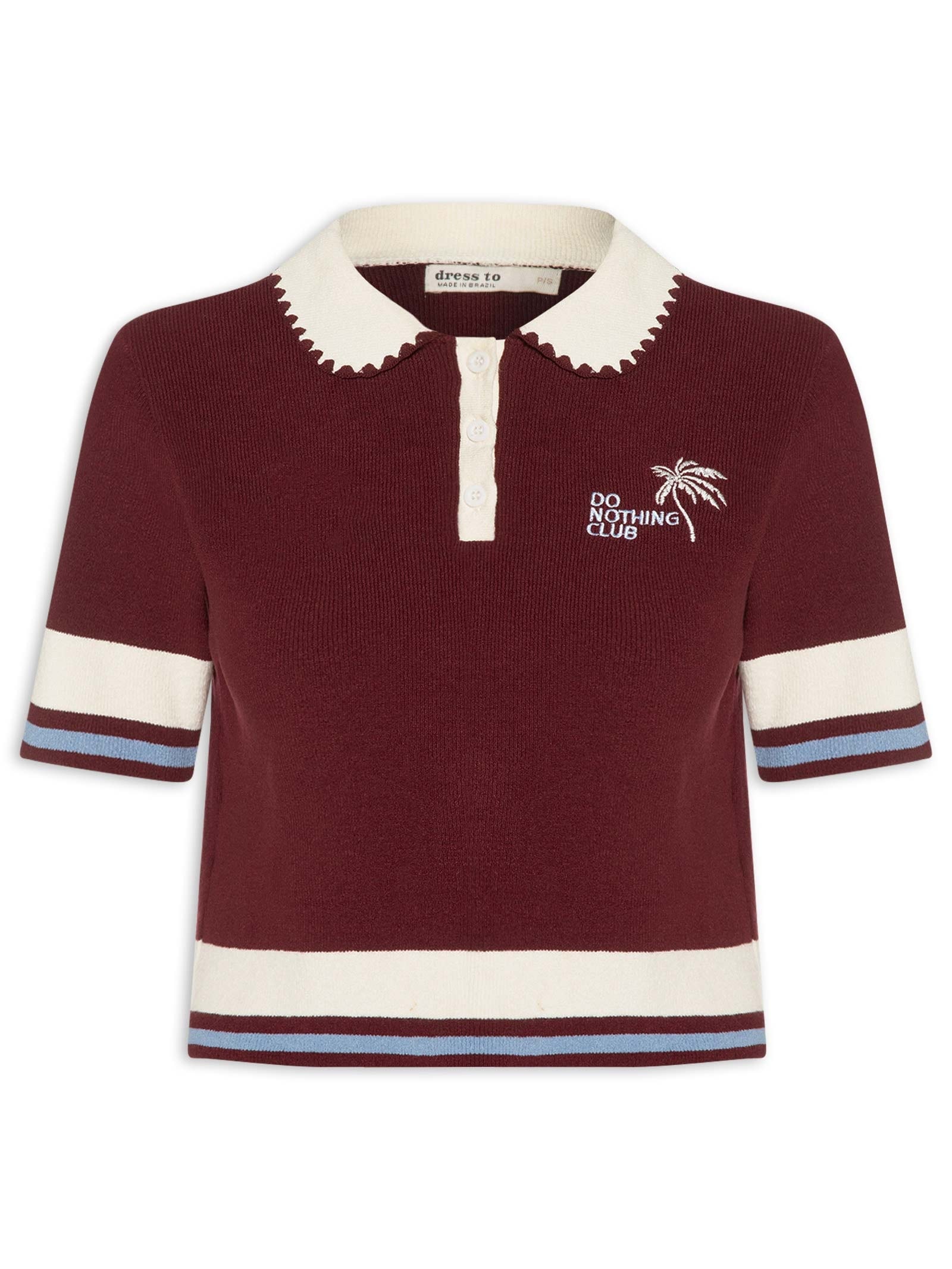 Polo Feminina Tricot Bordado Vermelho Dress To
