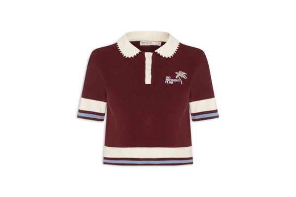 Polo Feminina Tricot Bordado - Vermelho