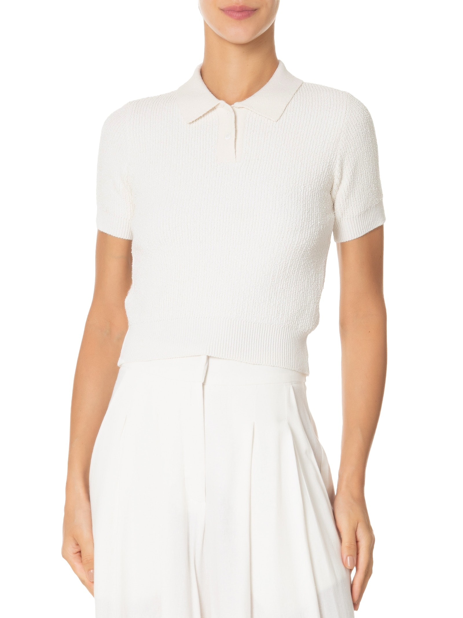 Polo Feminina Tricot Bouclet Fit Branco Osklen
