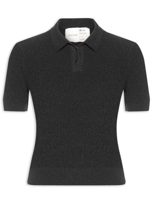 Polo Feminina Tricot Bouclet Fit – Preto