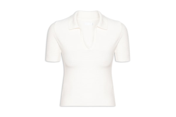 Polo Feminina Tricot Textura - Off White