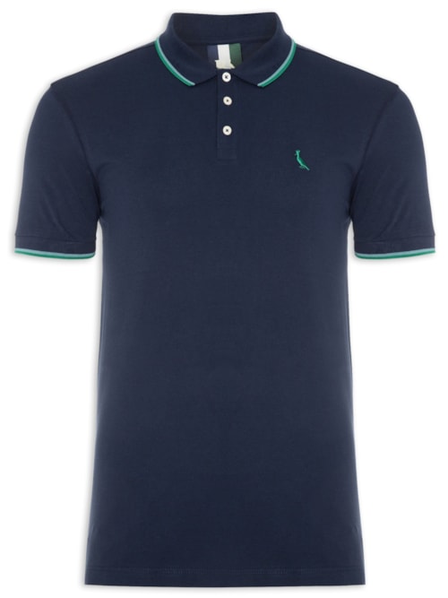 Polo Friso Duplo Masculina - Azul