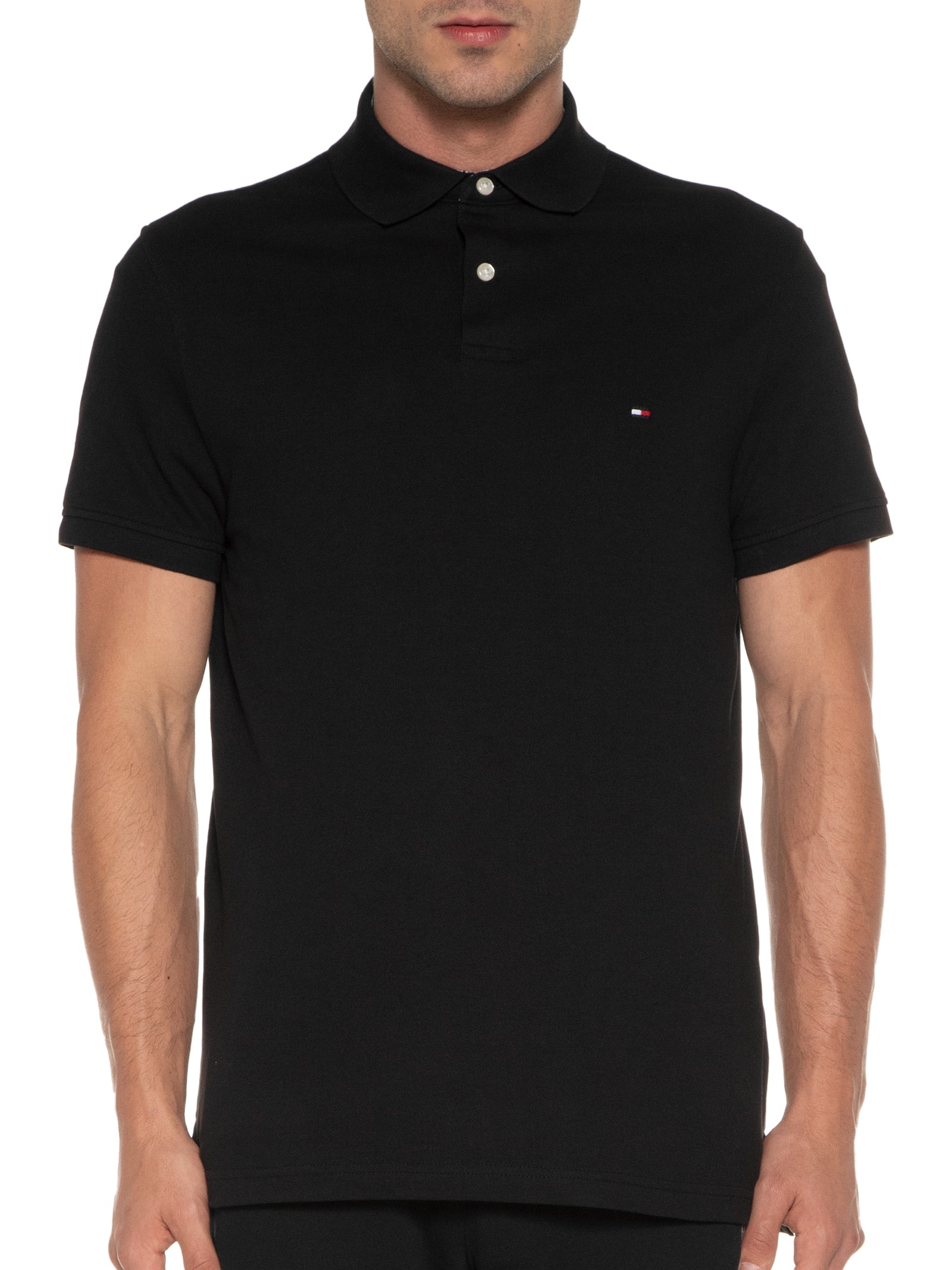 Polo Manga Curta Lm 1985 Regular Preto Tommy Hilfiger
