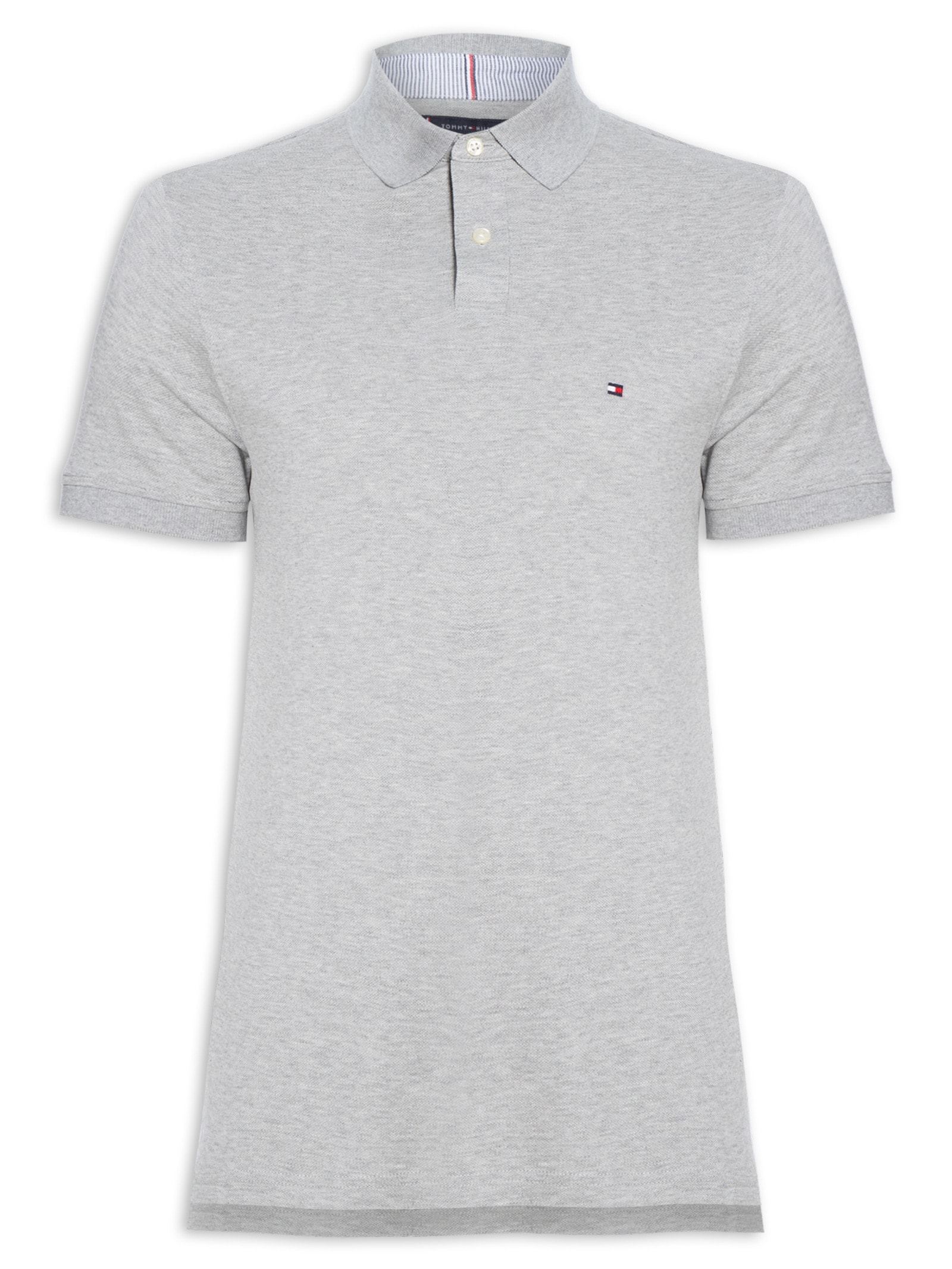 Polo Masculina 1985 Regular Fit Algodão Orgânico Cinza Tommy Hilfiger