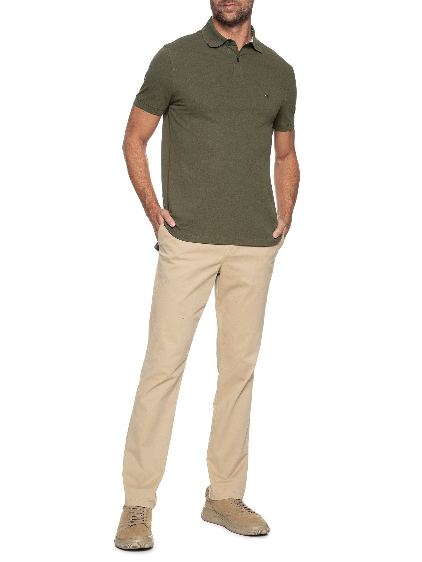 Polo Masculina 1985 Regular Fit Algodão Orgânico Verde   Tommy Hilfiger