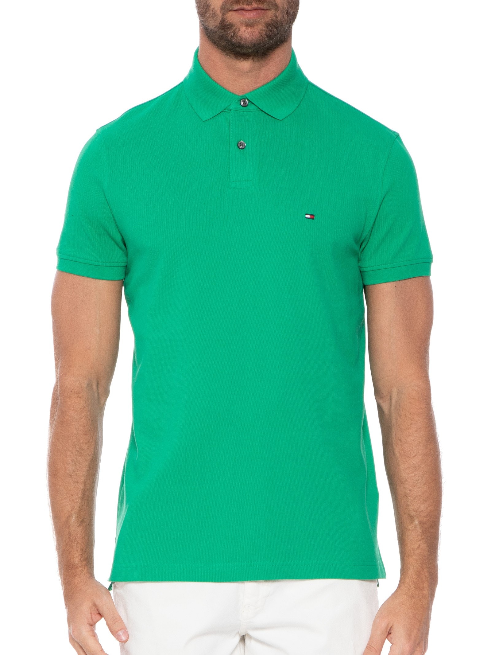 Polo Masculina 1985 Regular Fit Algodão Orgânico Verde   Tommy Hilfiger