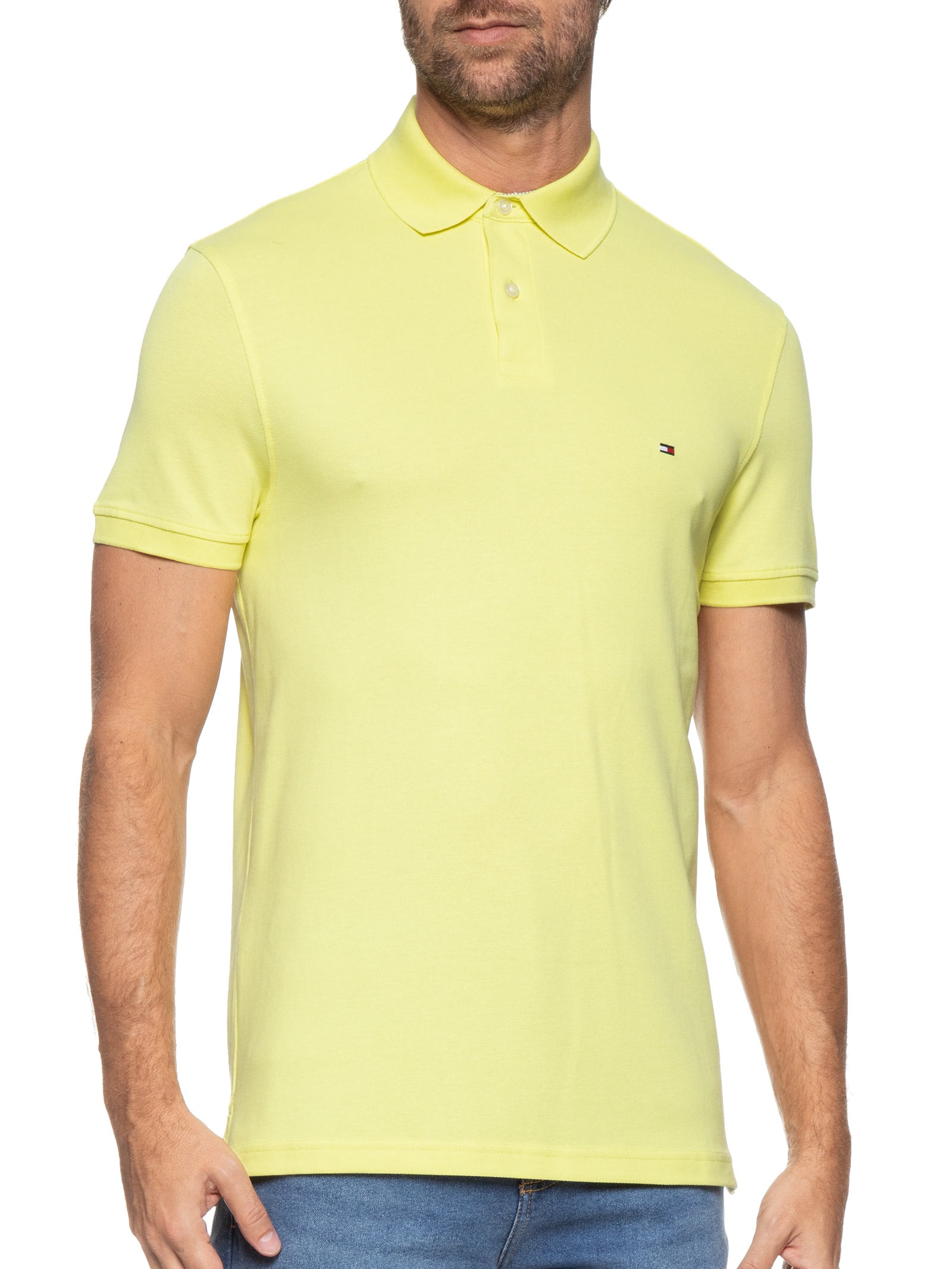 Polo Masculina 1985 Regular Fit Algodão Orgânico Verde   Tommy Hilfiger