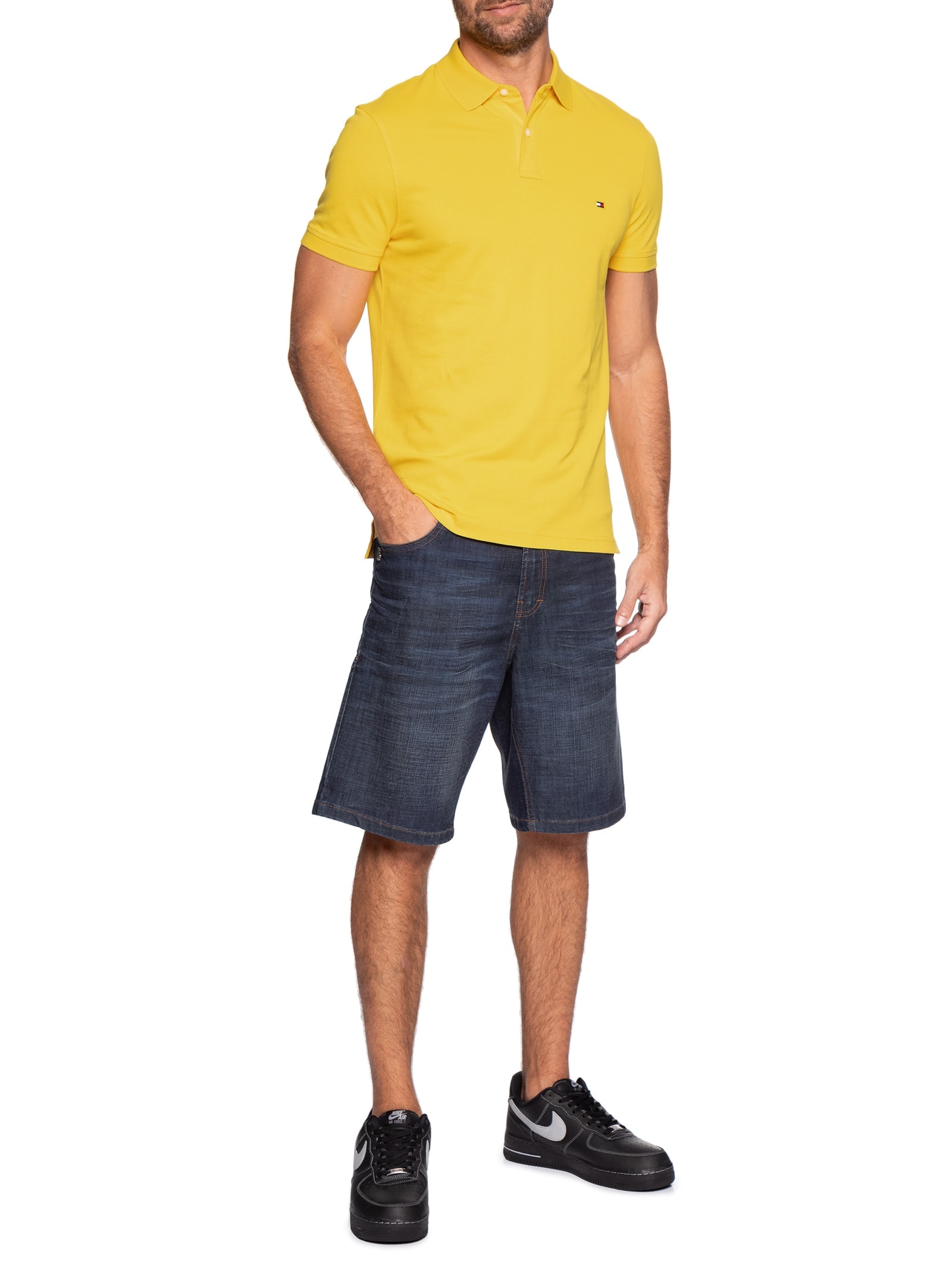 Polo Masculina 1985 Regular Fit Com Logo No Peito Amarelo Tommy Hilfiger