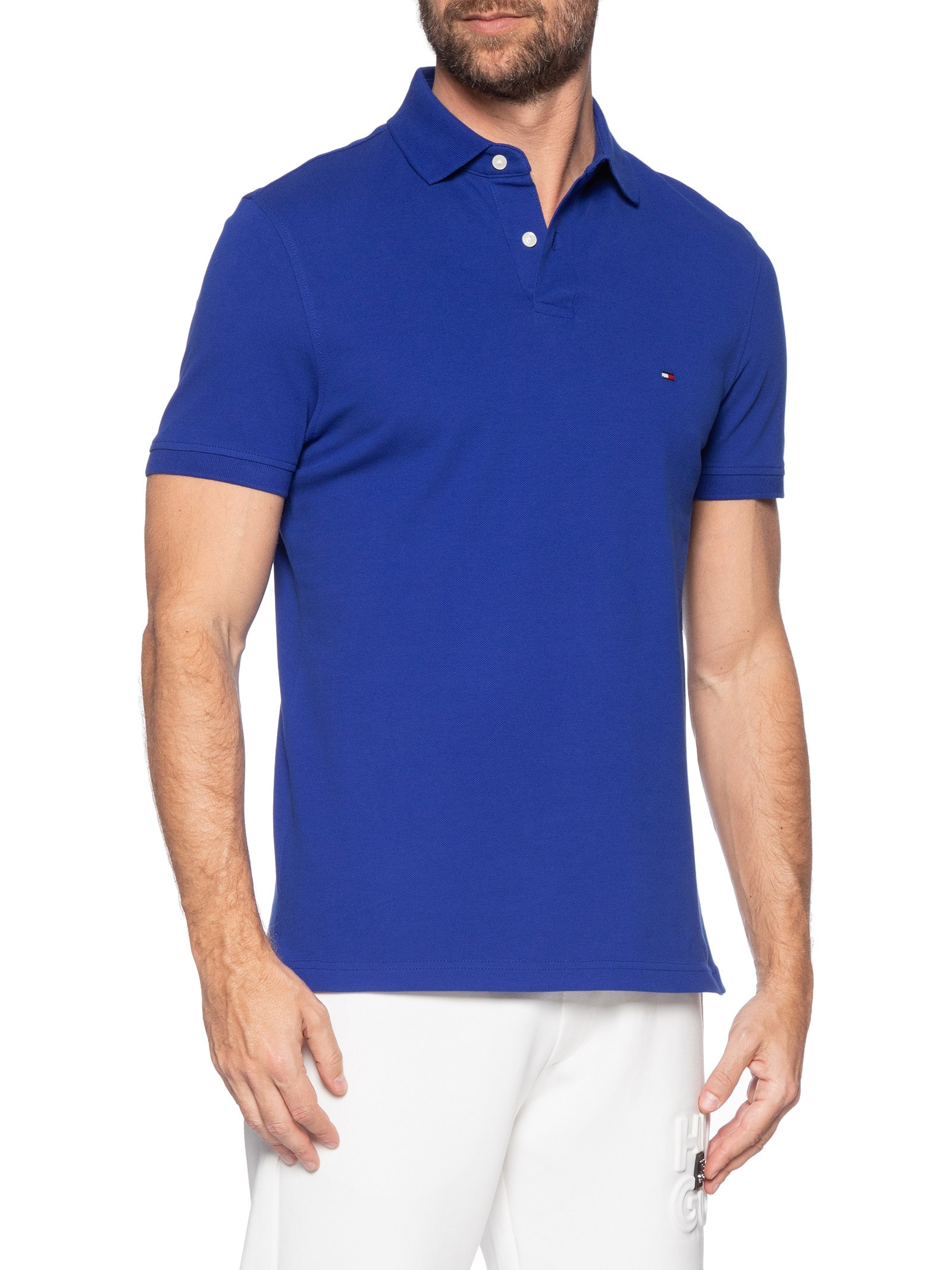 Polo Masculina 1985 Regular Fit Com Logo No Peito Azul Tommy Hilfiger