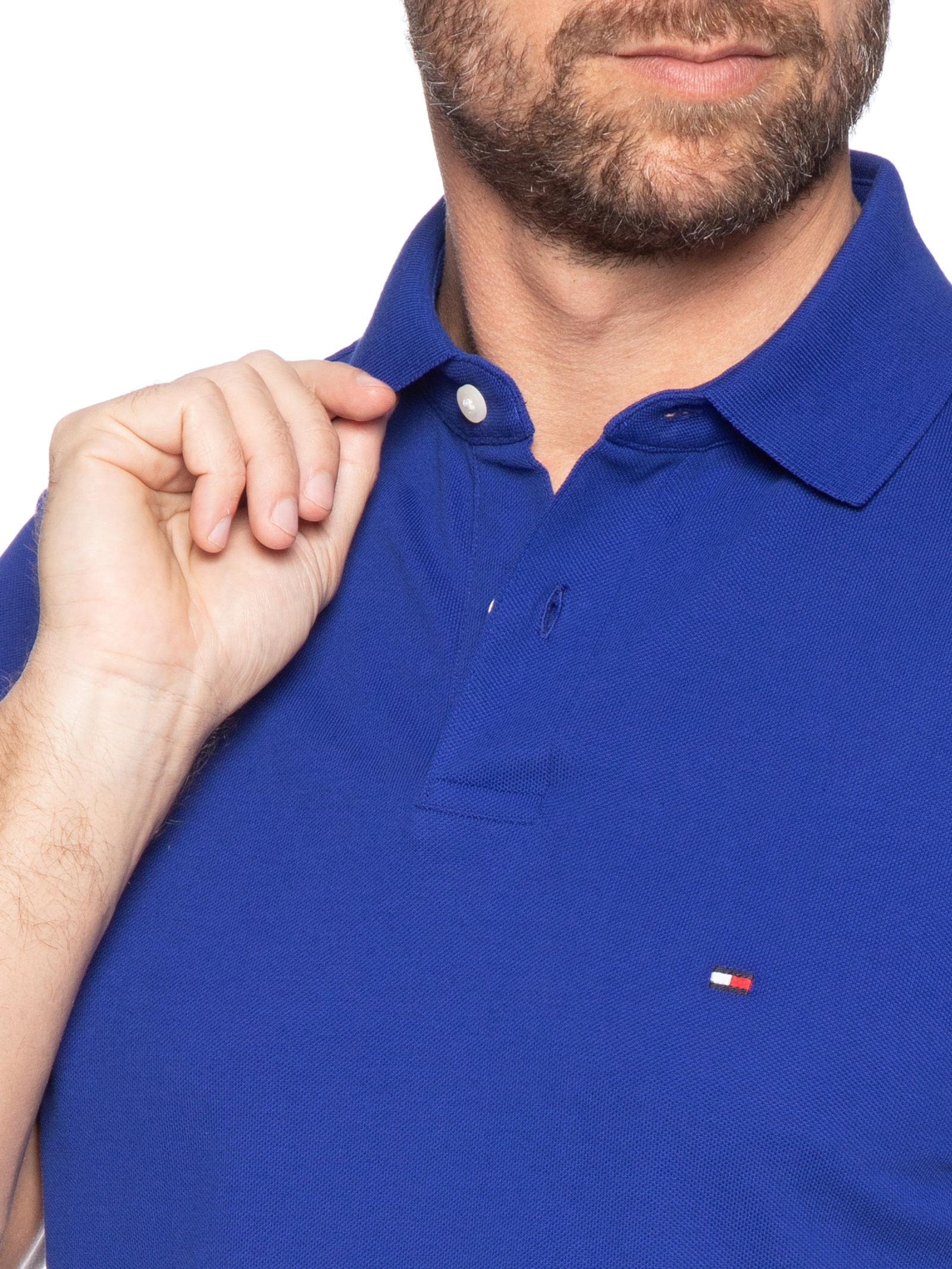 Polo Masculina 1985 Regular Fit Com Logo No Peito Azul Tommy Hilfiger