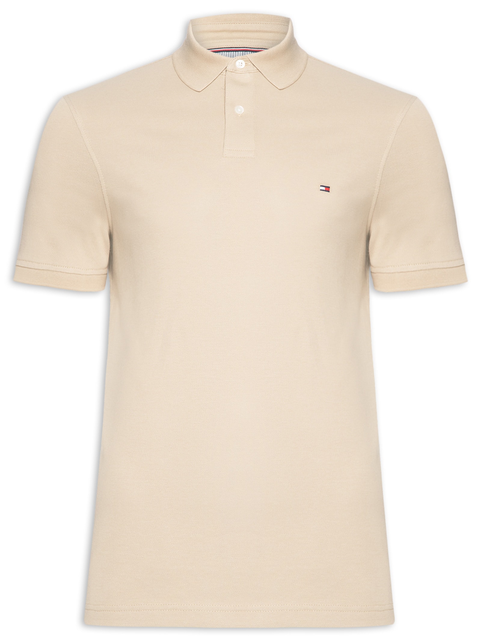 Polo Masculina 1985 Regular Fit Com Logo No Peito Bege Tommy Hilfiger