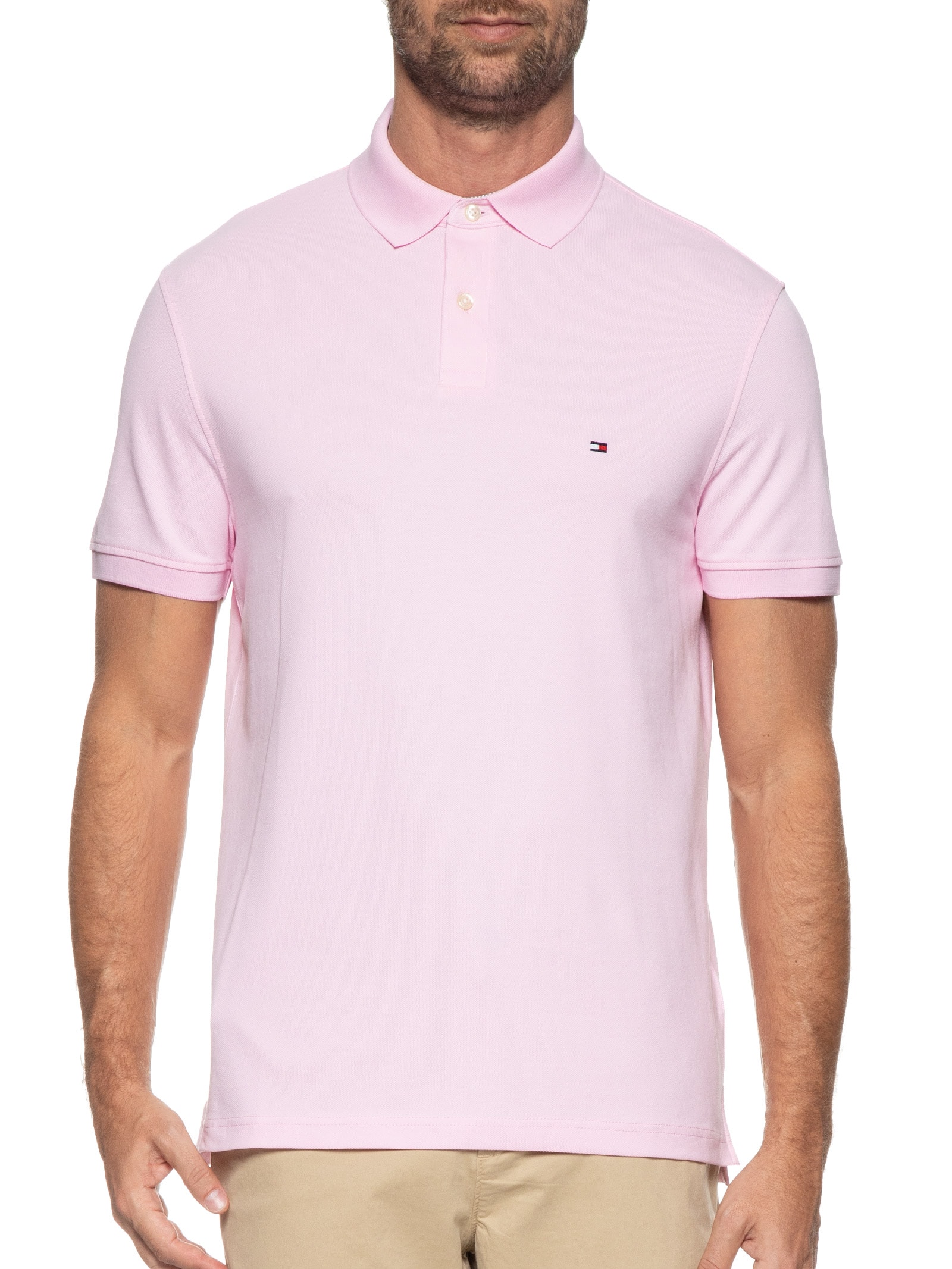 Polo Masculina 1985 Regular Fit Com Logo No Peito Branco Tommy Hilfiger