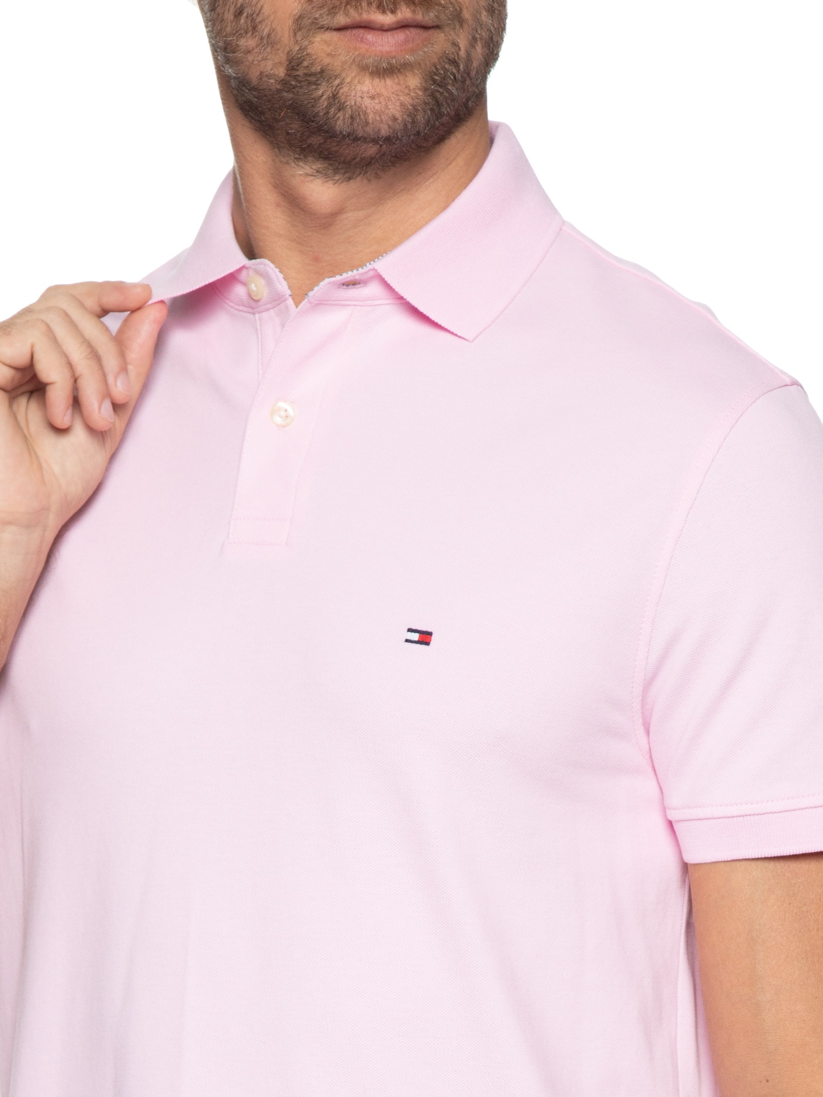 Polo Masculina 1985 Regular Fit Com Logo No Peito Branco Tommy Hilfiger