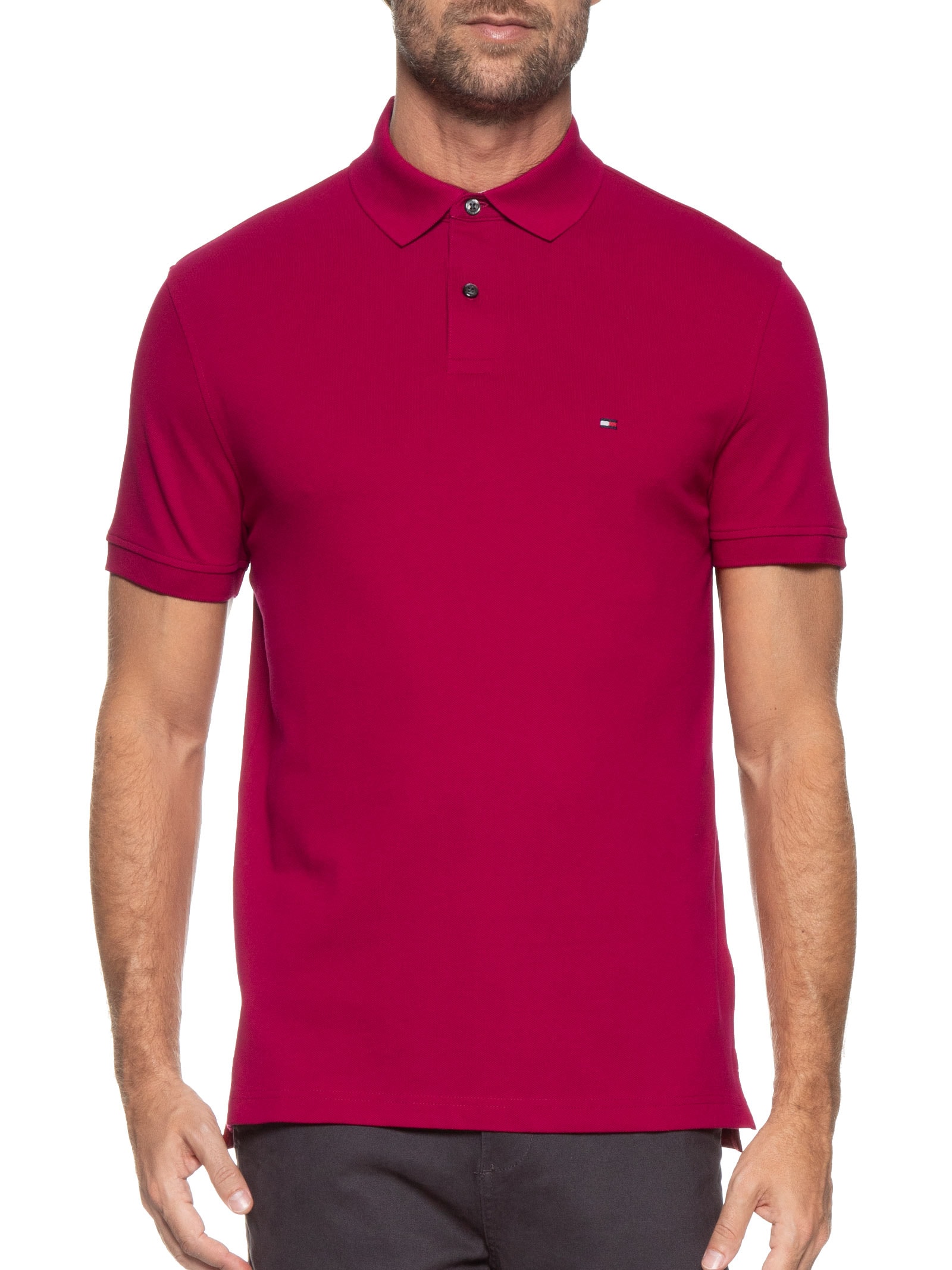 Polo Masculina 1985 Regular Fit Com Logo No Peito Branco Tommy Hilfiger