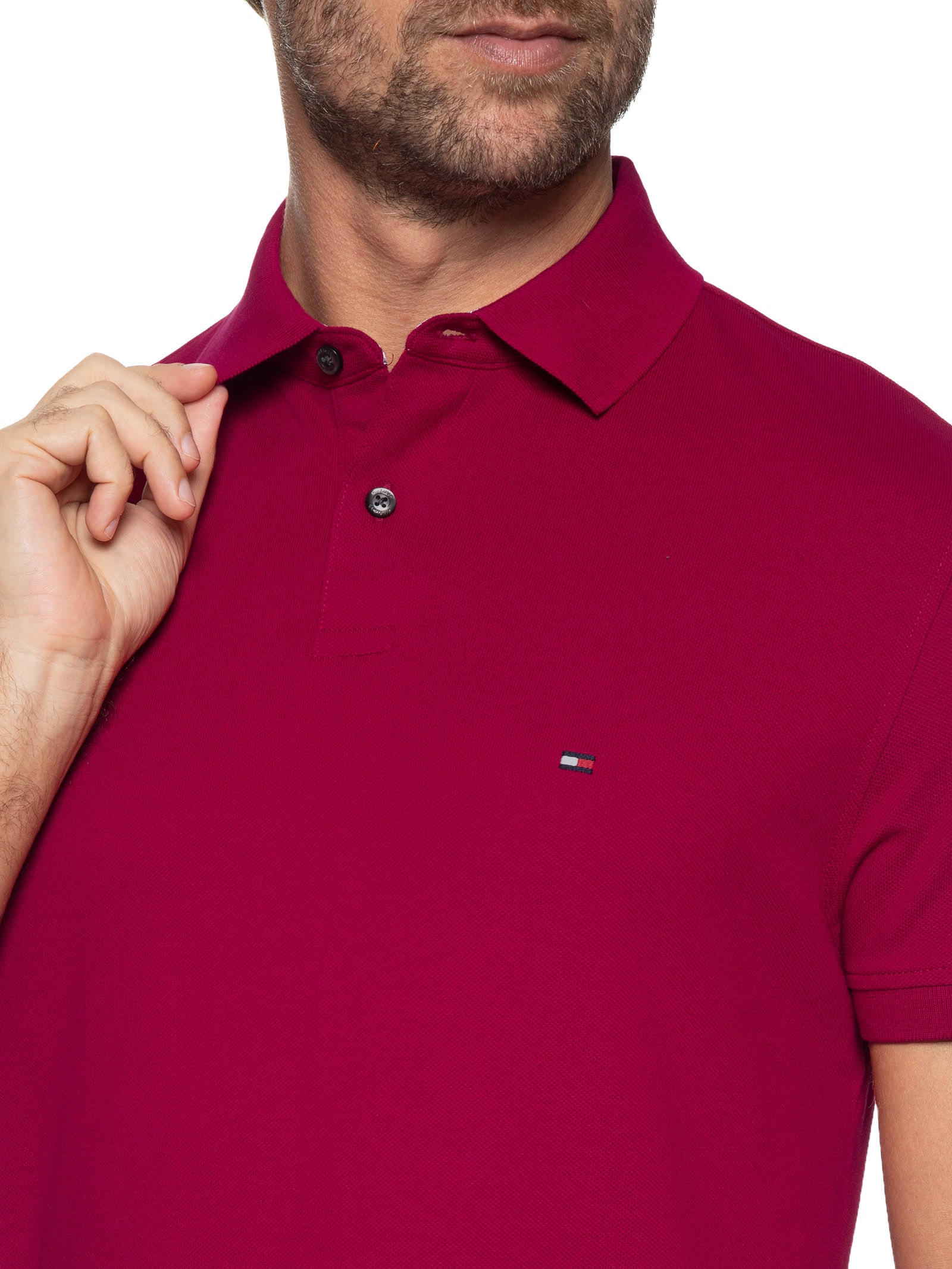Polo Masculina 1985 Regular Fit Com Logo No Peito Branco Tommy Hilfiger