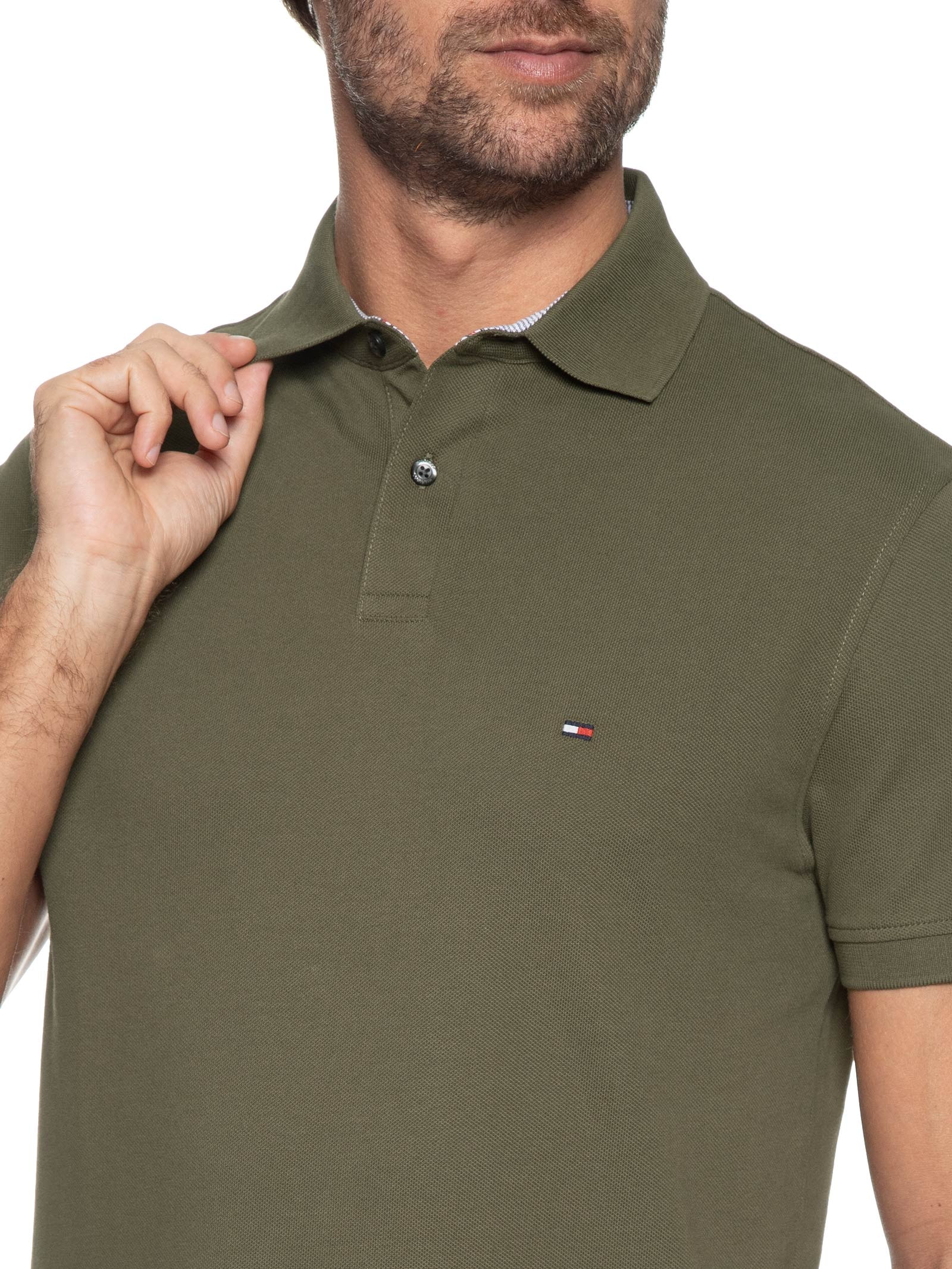 Polo Masculina 1985 Regular Fit Com Logo No Peito Branco Tommy Hilfiger
