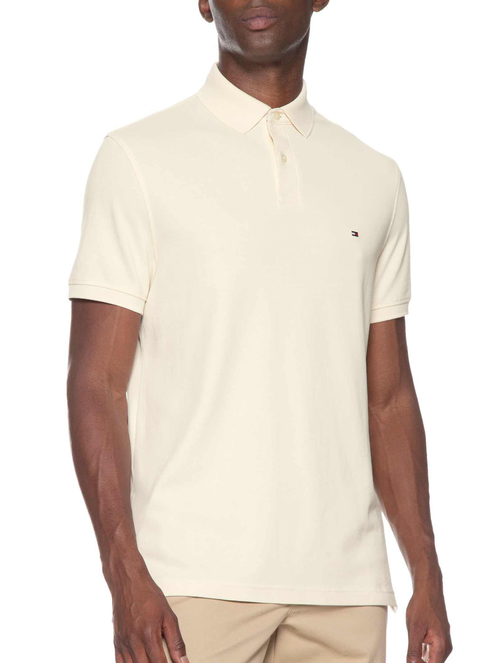 Polo Masculina 1985 Regular Fit Com Logo No Peito Branco Tommy Hilfiger