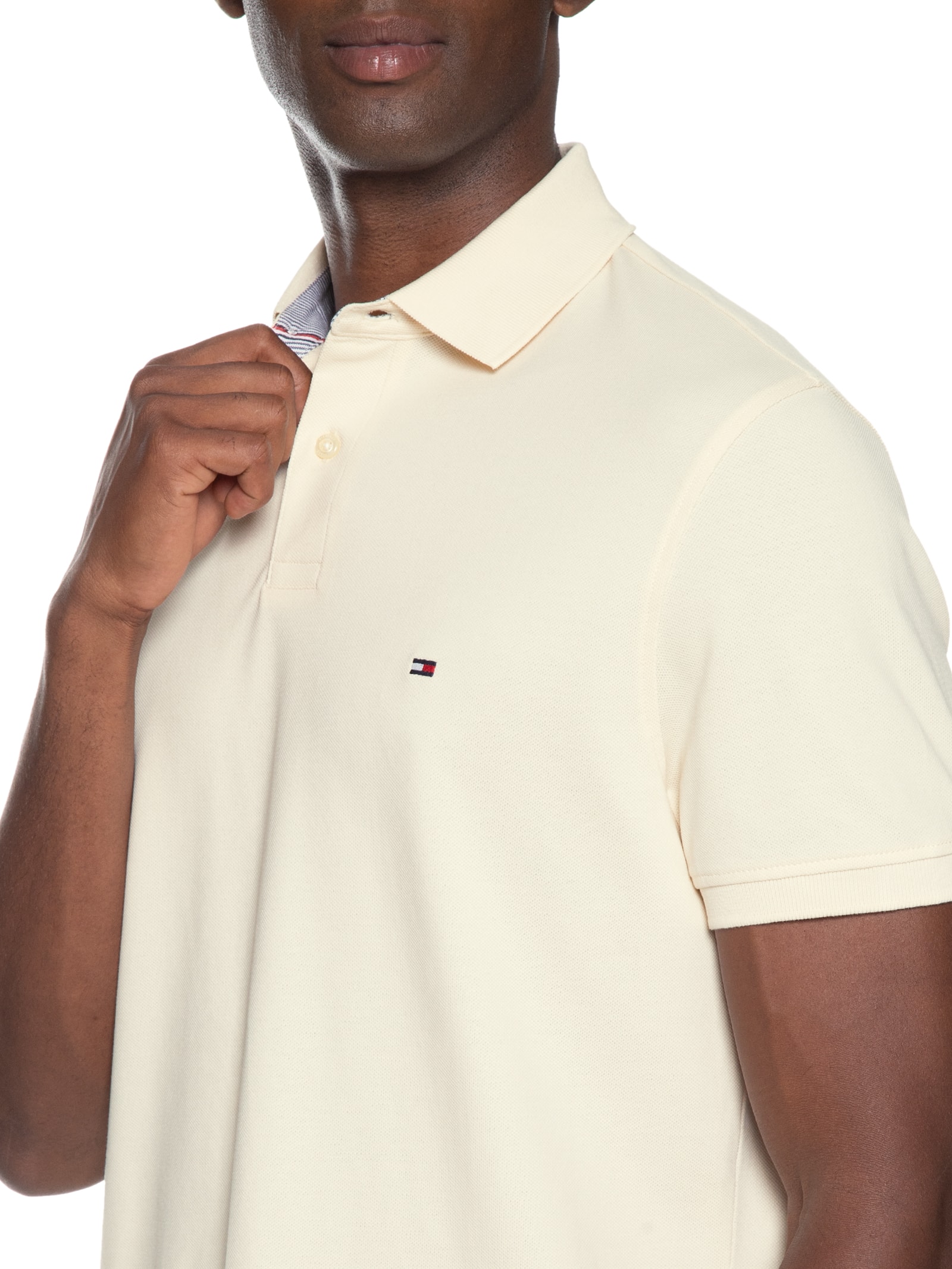 Polo Masculina 1985 Regular Fit Com Logo No Peito Branco Tommy Hilfiger