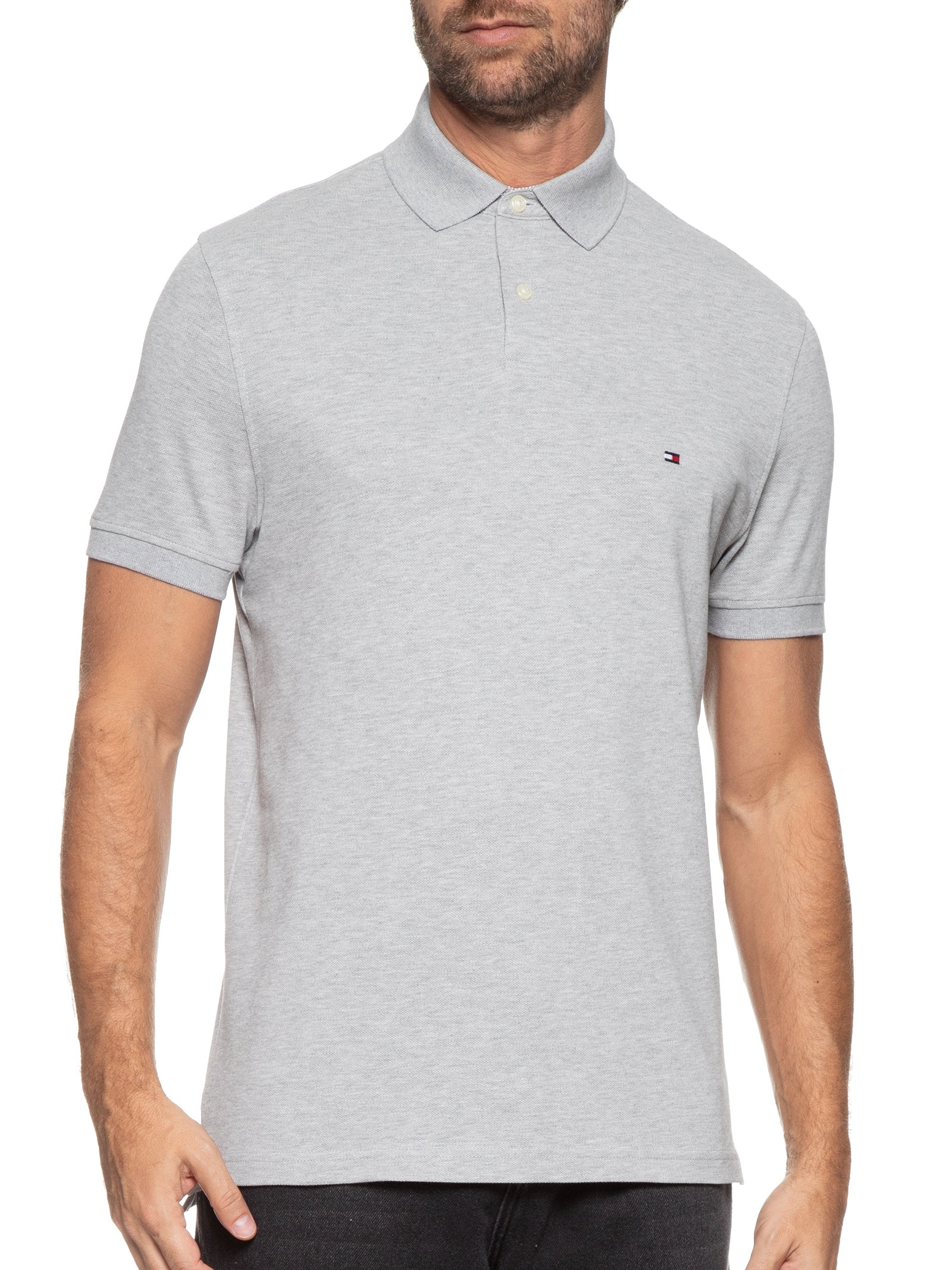 Polo Masculina 1985 Regular Fit Com Logo No Peito Branco Tommy Hilfiger