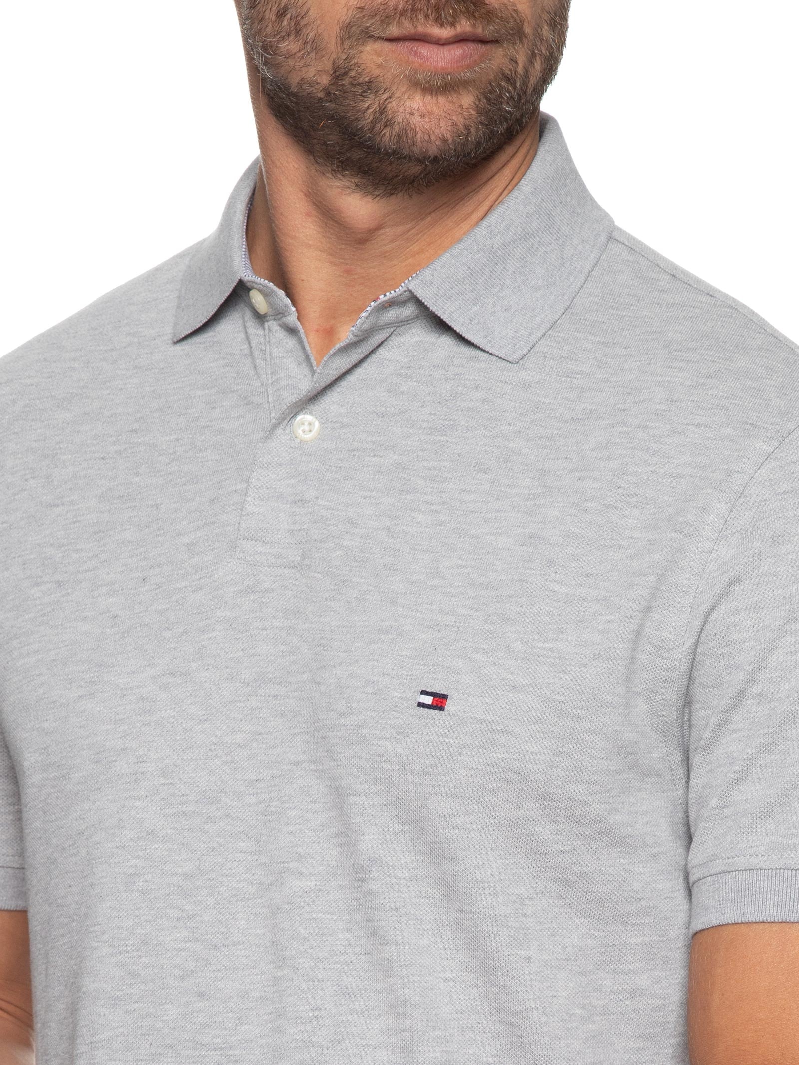Polo Masculina 1985 Regular Fit Com Logo No Peito Branco Tommy Hilfiger