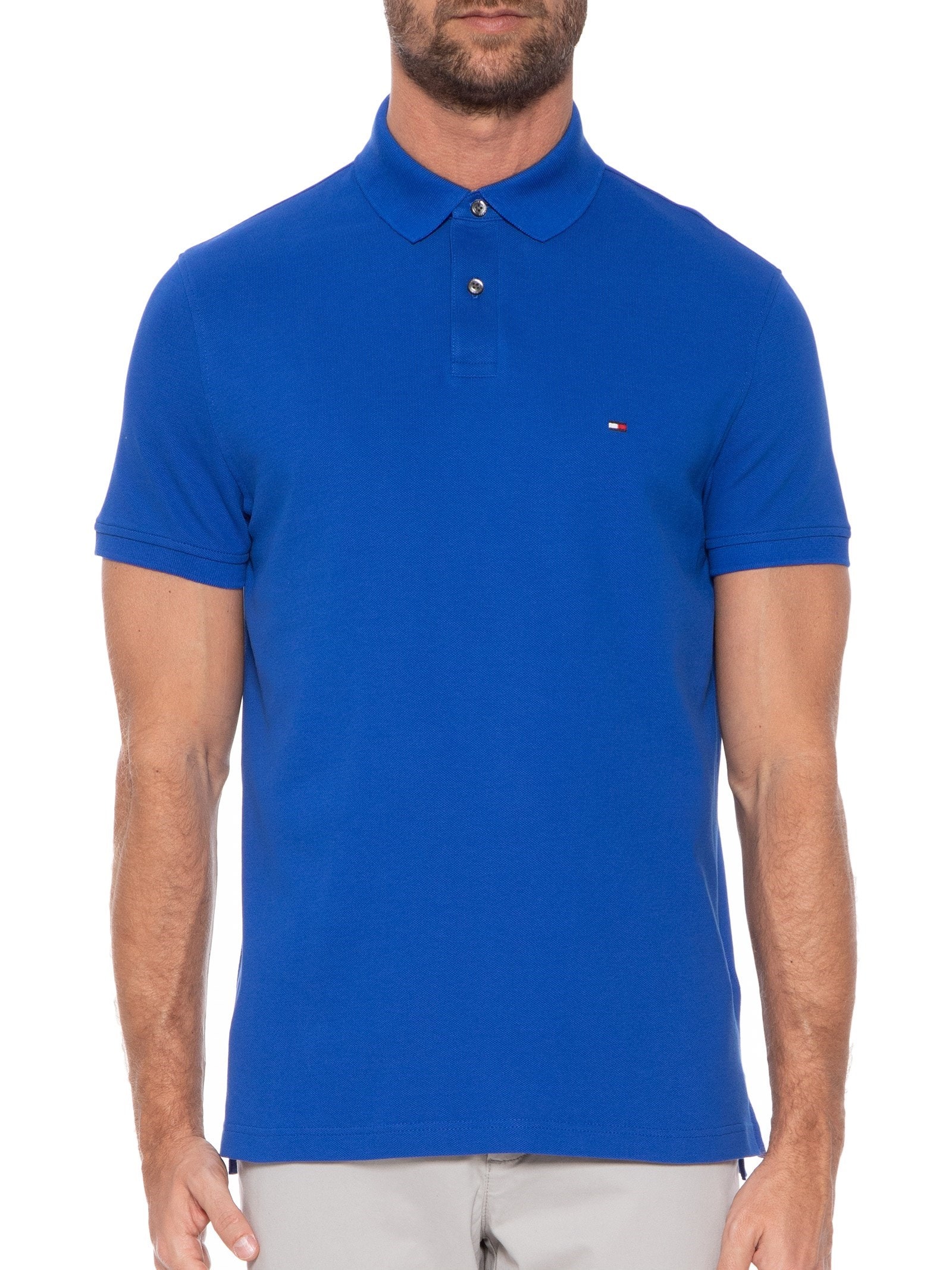 Polo Masculina 1985 Regular Fit Com Logo No Peito Branco Tommy Hilfiger