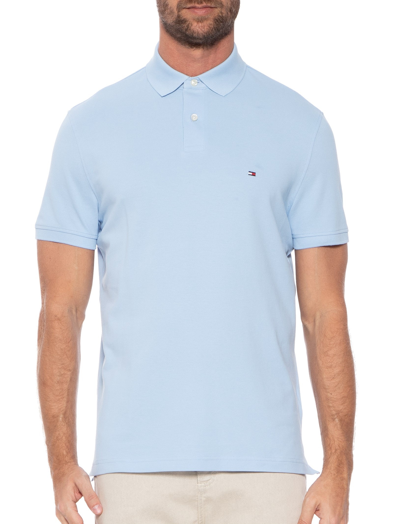 Polo Masculina 1985 Regular Fit Com Logo No Peito Branco Tommy Hilfiger