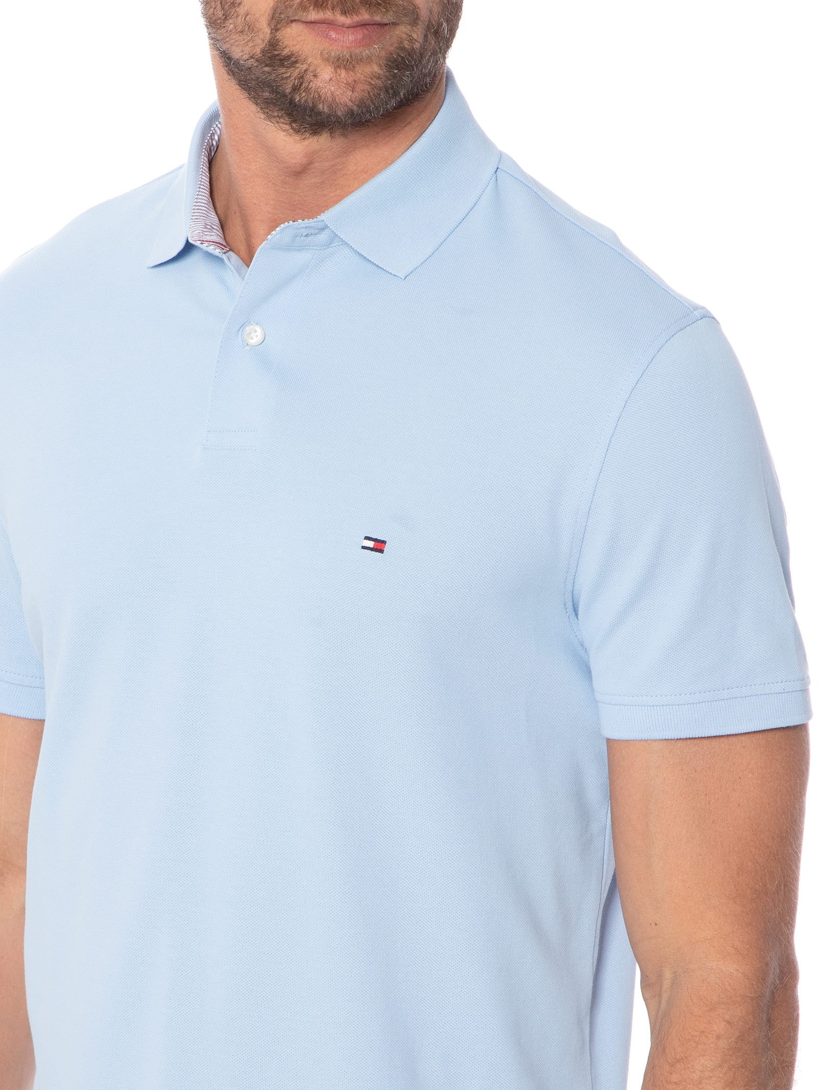Polo Masculina 1985 Regular Fit Com Logo No Peito Branco Tommy Hilfiger
